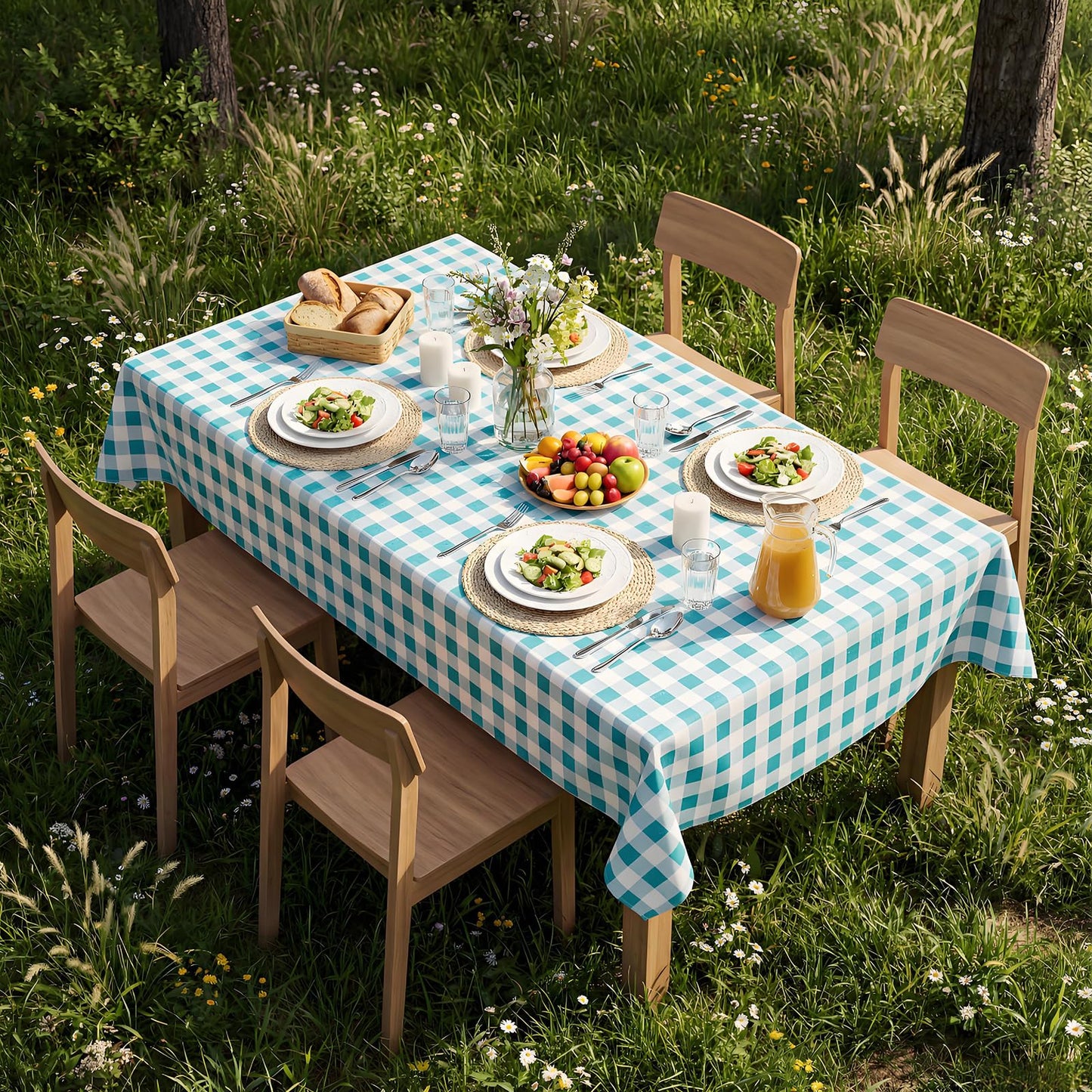 vortiara 52'' X 70'' Checkered Tablecloth Disposable Vinyl Tablecloths with Flannel Backing Wipeable Spillproof Plastic Table Cover PVC Waterproof Table Cloth for Indoor Outdoor