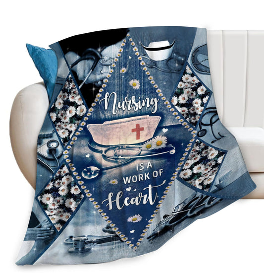 Nurse Daisy Blanket Nursing Hospital Throw Blankets for Couch Sofa Bed Stuff Decor Lightweight Soft Cozy Fleece Plush Flannel Bedding Blanket Birthday for Girls Woman Adults 40"x50"