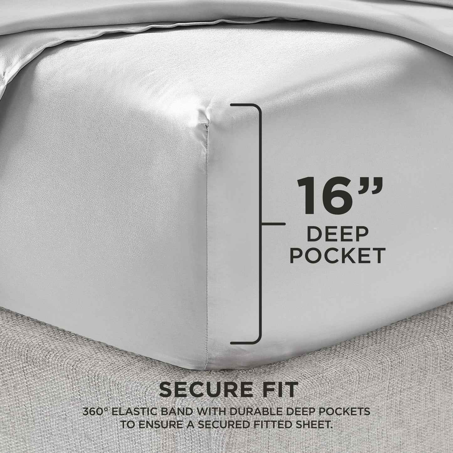 Juicy Couture Full Size Silk Satin Bed Sheet Set, Deep Pocket Silky Full Sheet Set with 1 Fitted Sheet, 1 Flat Sheet and 2 Pillow Case, Wrinkle Resistant and Anti Pilling Bed Sheets - Grey