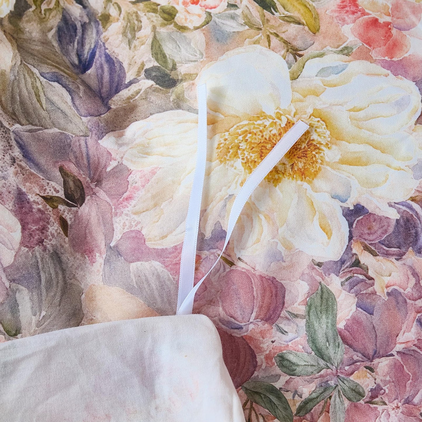 Cozaline 100% Cotton Duvet Cover King Size – Romantic Garden Impressionist Floral Duvet Cover Set with Zipper Closure, 3-Piece Luxury & Soft Bedding Set for All Seasons