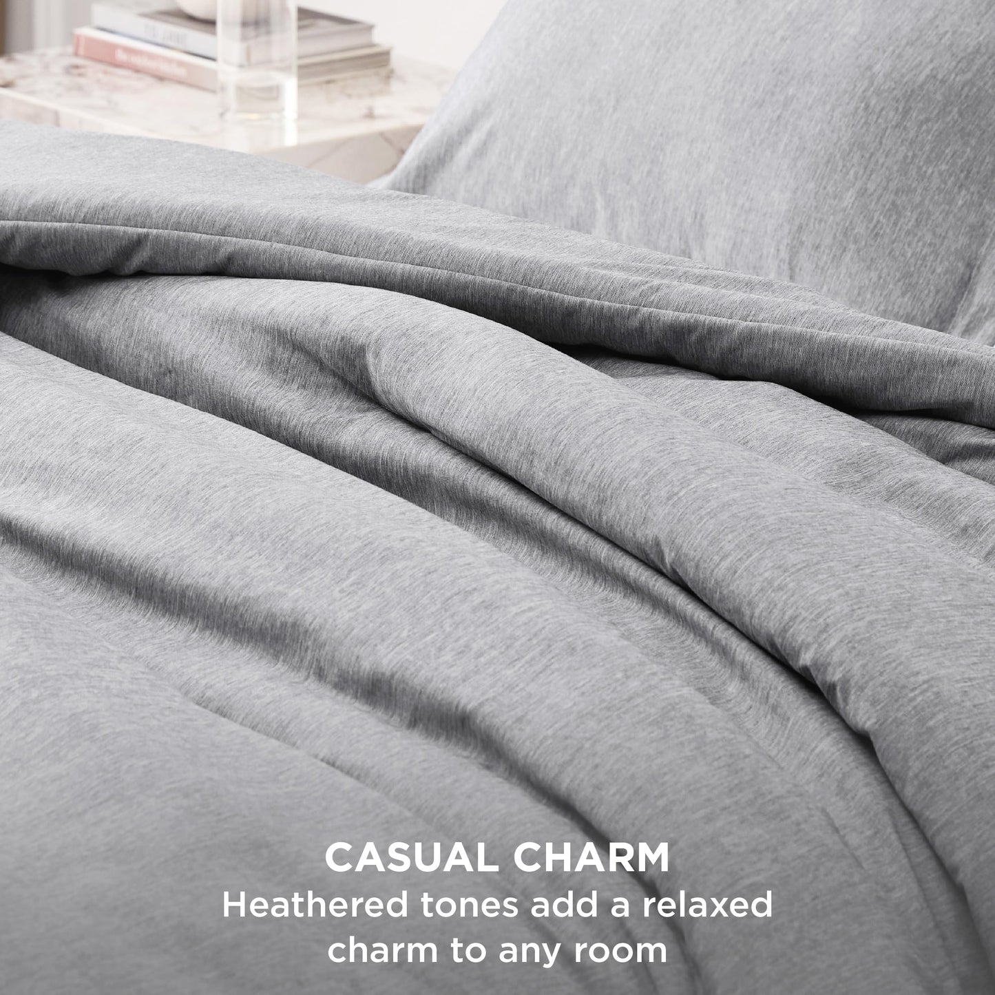 Bedsure Oversized King Comforter Set - Grey Soft Bedding for All Seasons, Cationic Dyed Bed Set, 3 Pieces, 1 Oversized King Size Comforter (120"x98") and 2 Pillow Shams (20"x36"+2")