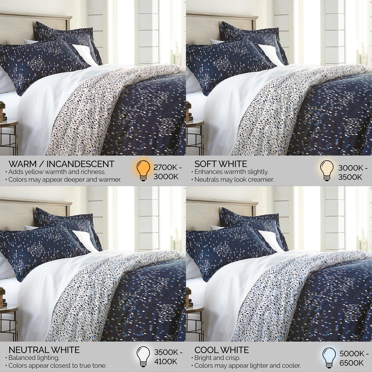Southshore Fine Living, Inc. Reversible California King Duvet Cover Set, Hotel Quality Microfiber Bedding Set - 1 King/Cal King Duvet Cover, 2 Shams, Insert Not Included - Botanical Leaves Blue