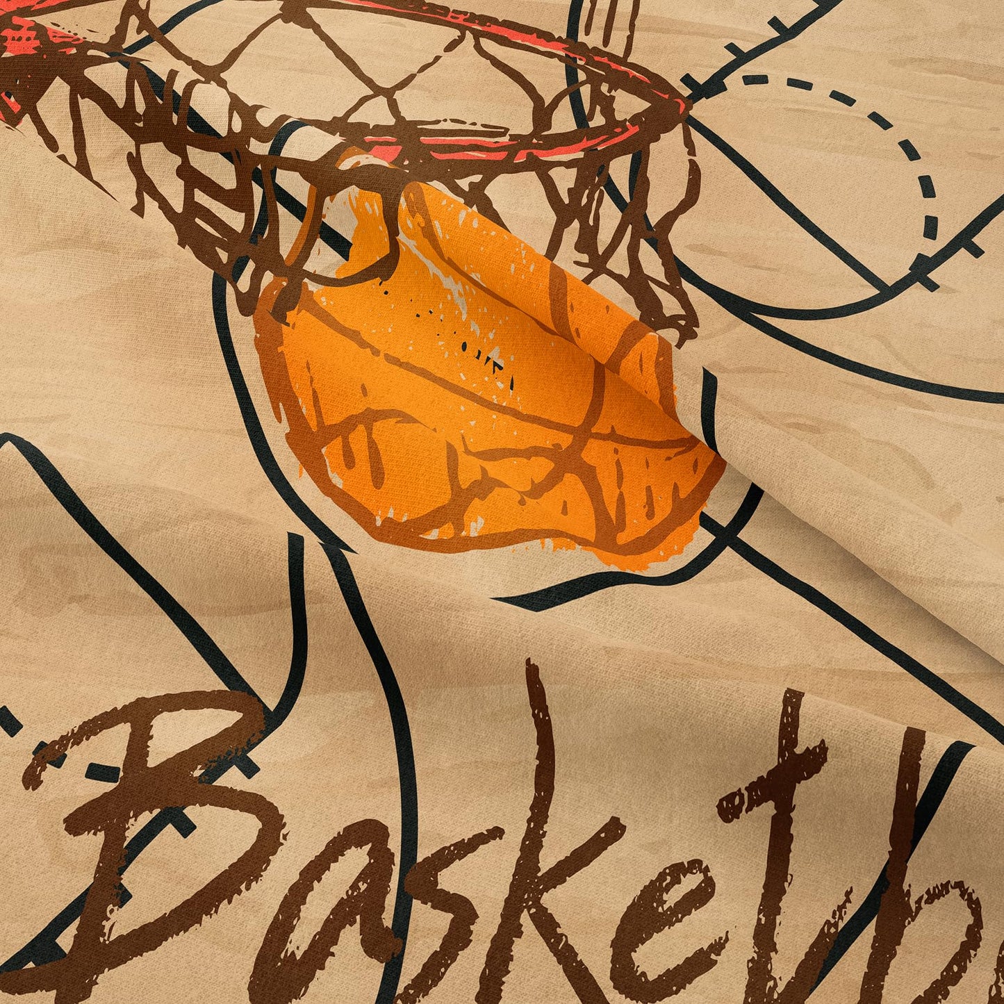 Peopleareok Basketball Comforter Set Twin (68x86 Inch), 3D Printed Basketball Theme Comforter, 2 Pieces Soft Microfiber Bedding Set for Boys Kids with 1 Pillowcase