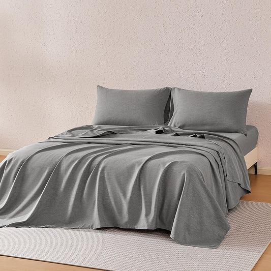 Amazon Basics Sheet Set Cationic 4-Piece Bedding Set, Wrinkle Free and Easy Fit, Easy Care Bedding with 1 Deep Pocket Fitted Sheet, 1 Flat Sheet, and 2 Pillowcases, King, Gray