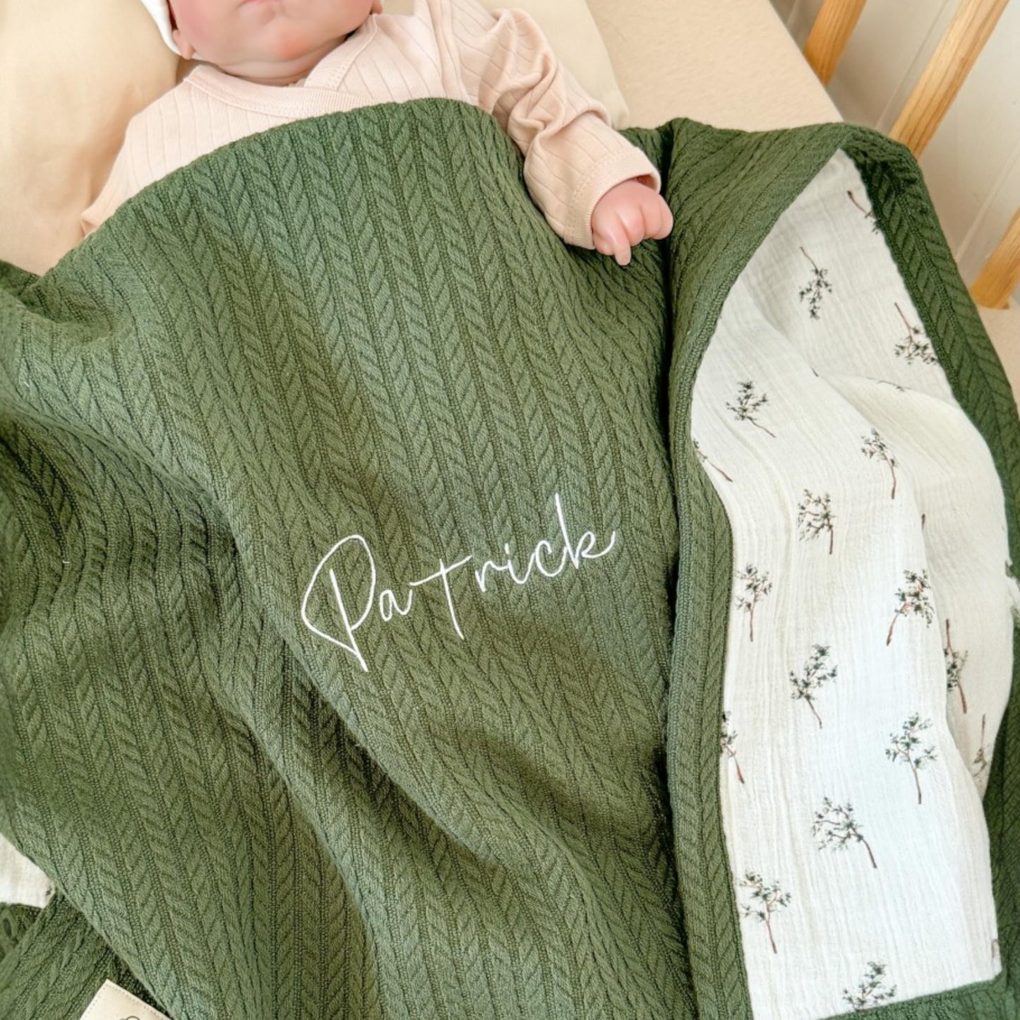 Mouliss Personalized Baby Blanket with Name – Handmade 100% Organic Cotton Newborn Gift | Custom Knit Blanket for Boys, Girls, Kids & Baby Showers