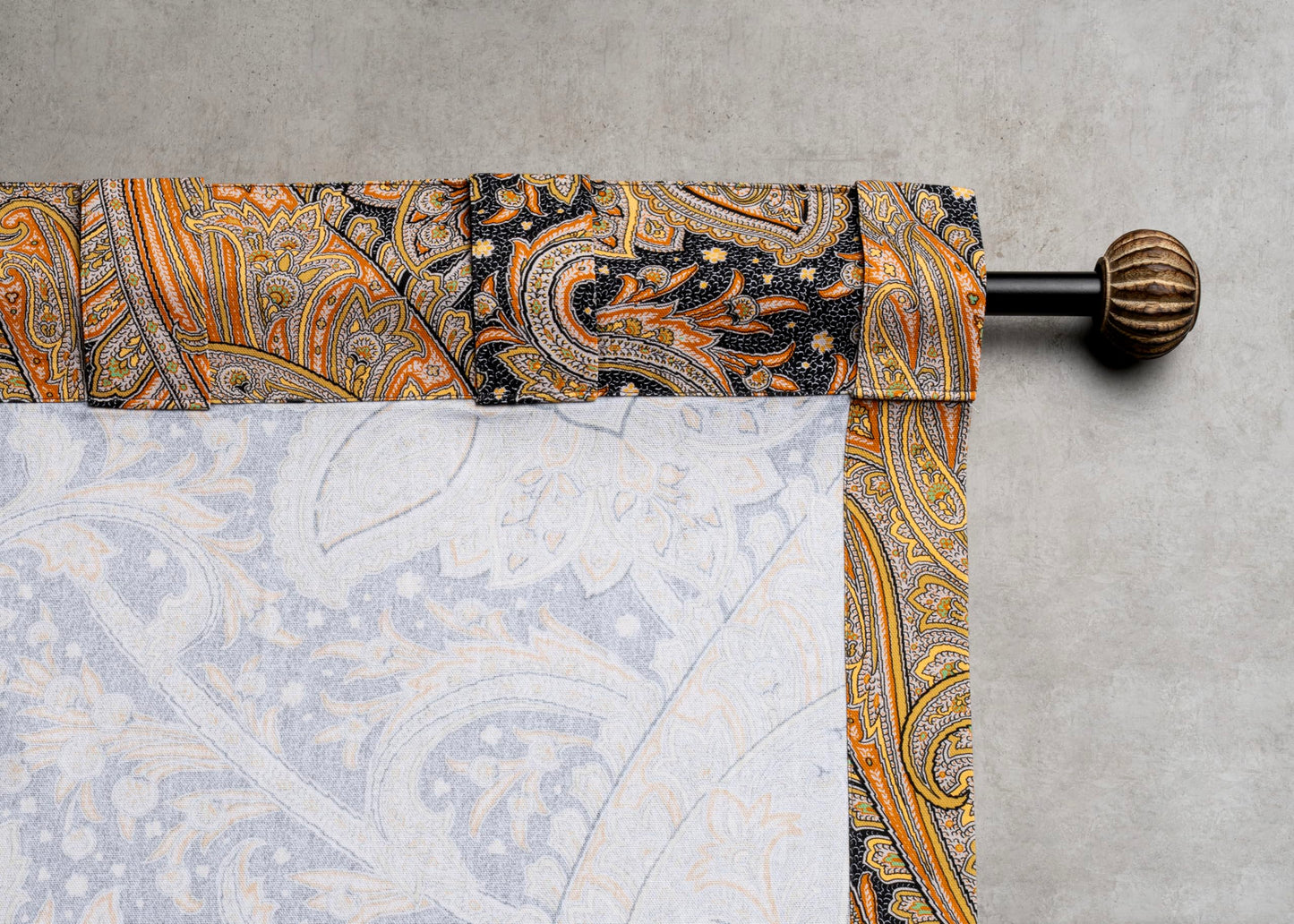 Maison d' Hermine Curtains for Living Room 100% Cotton 96 inch Length One Panel Light Filtering Curtains for Windows with Rod and Loop Pockets (Kashmir Paisley - Graphite, 50" W x 96" L)