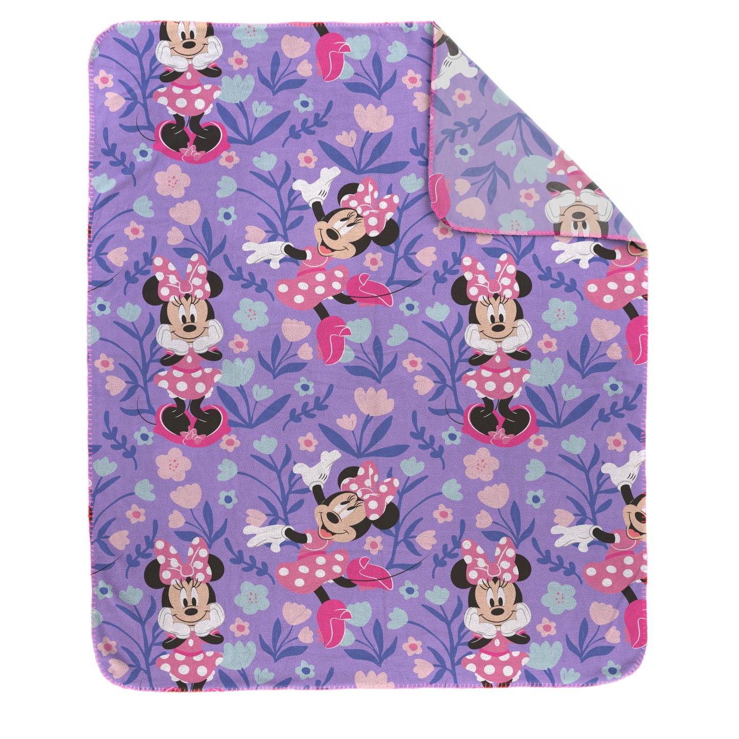 Jay Franco Kids Plush Throw Blanket – Soft & Cozy Fleece Throw for Bedroom & Couch Décor, Official Licensed Product, Purple - Minnie Mouse, 40x50 - Travel Blanket