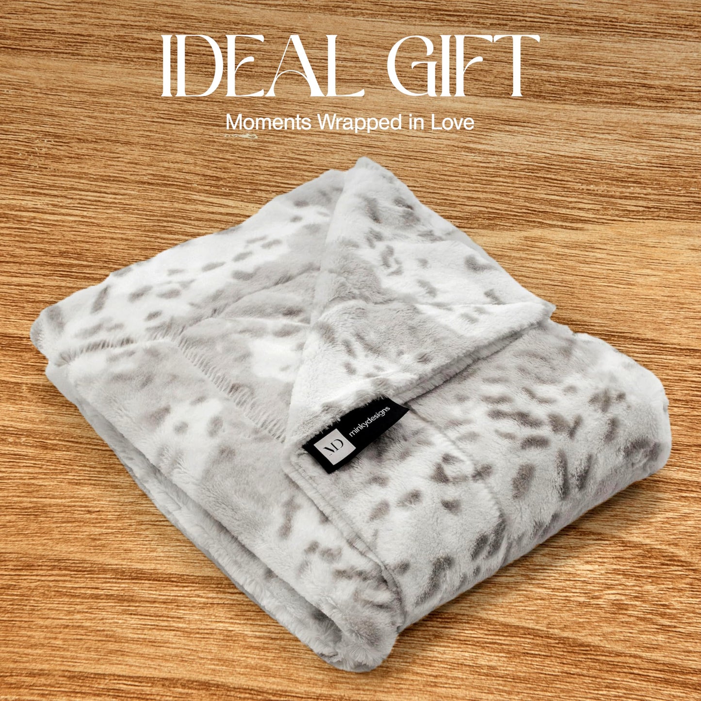 Minky Designs Arctic Lynx Minky Blanket – Ultra Soft Faux Fur Throw Blanket for Couch, Bed & Home – Fluffy, Warm & Luxurious – Posh Collection (Large, 60x72)