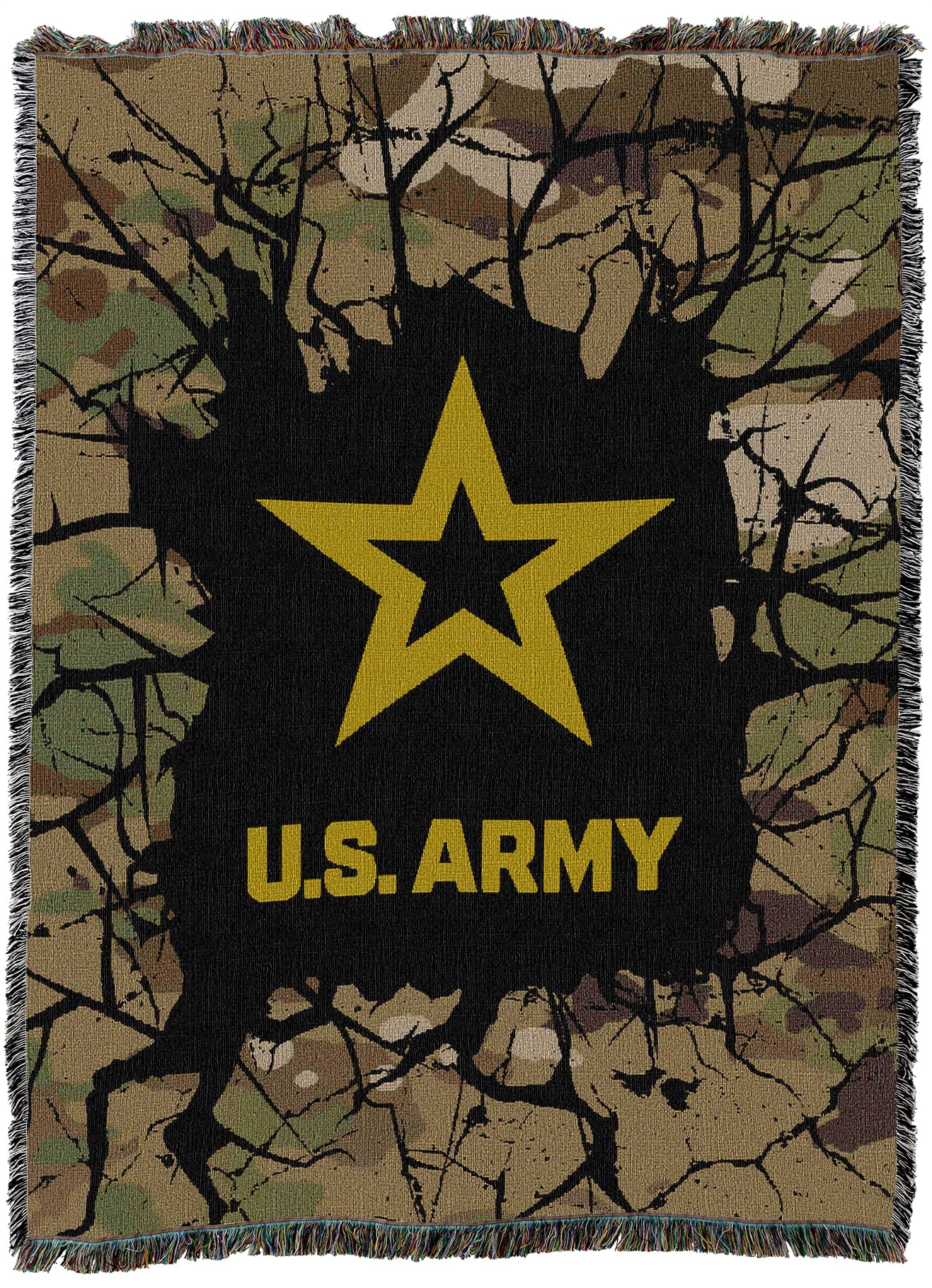 Pure Country Weavers US Army Strong Camo Blanket - Military Gift Tapestry Throw Woven from Cotton - Made in The USA (72x54)