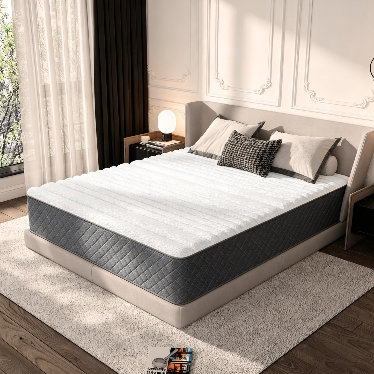 Matoresu 12 Inch Full Mattress Medium Firm,Hybrid Full Mattresses, 7-Zone Memory Foam Mattress with Pocket Sprung for Body Support & Pressure Relief