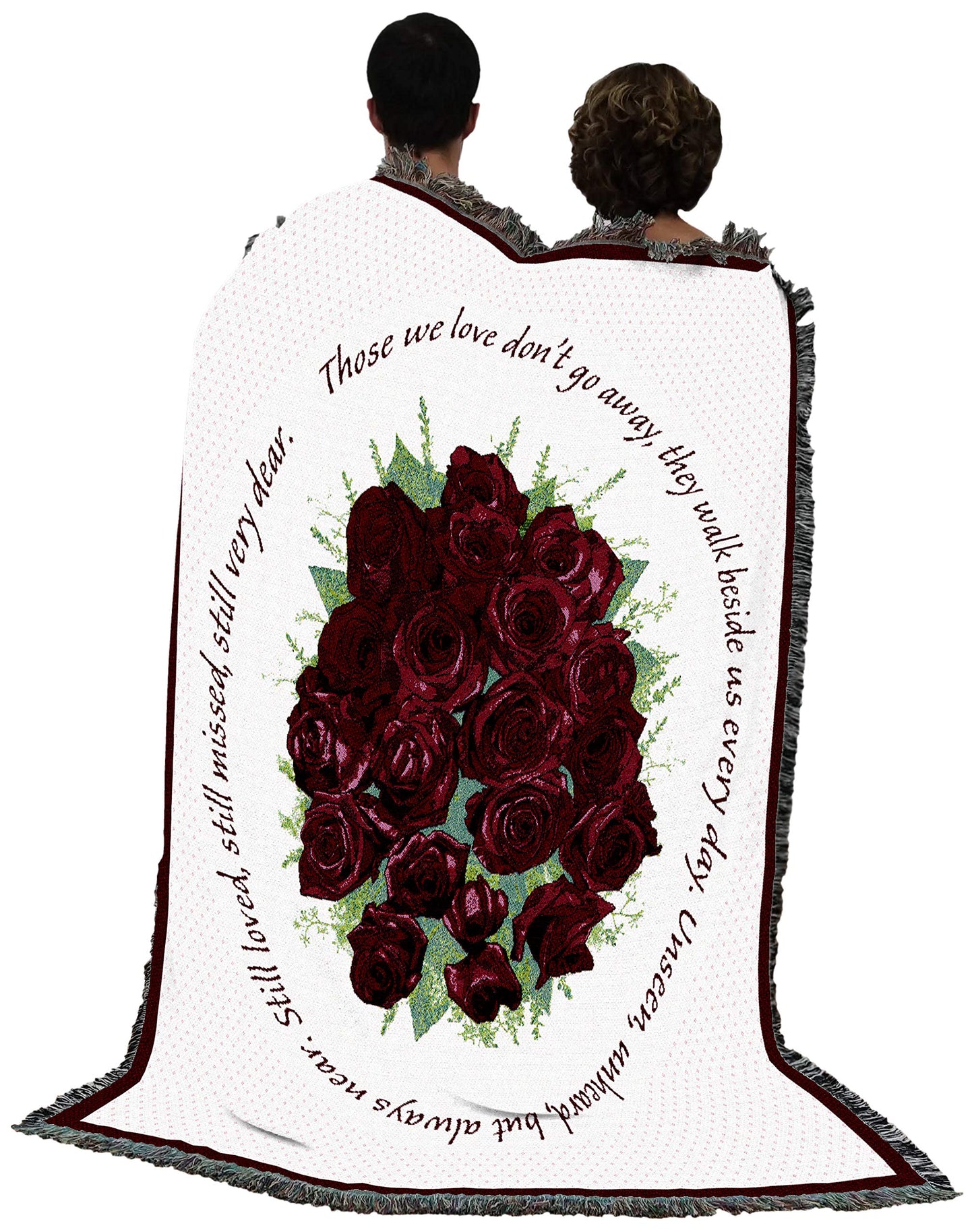 Pure Country Weavers Bundle of Red Roses Blanket - Those We Love Don't Go Away Blanket - Sympathy Bereavement Gift Tapestry Throw Woven from Cotton - Made in the USA (72x54)