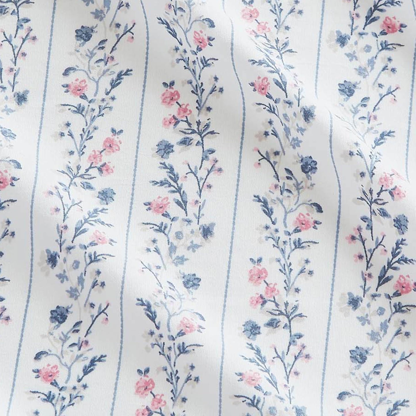 Lucky Brand Printed Microfiber 6-Piece Queen Sheet Set, Floral Stripes Blue