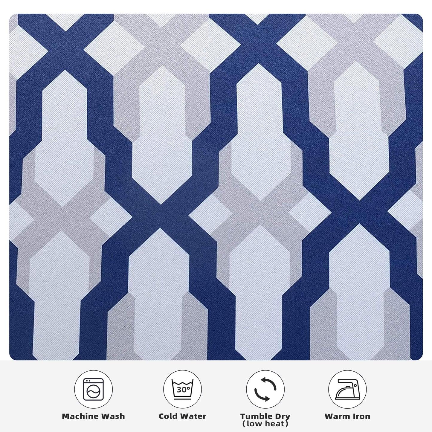 DriftAway Mason Blackout Valances for Windows Thermal Insulated Kitchen Topper Geometric Moroccan Mid Century Pattern Match Thick Bathroom Curtain Valance Rod Pocket 52 Inch by 14 Inch Navy