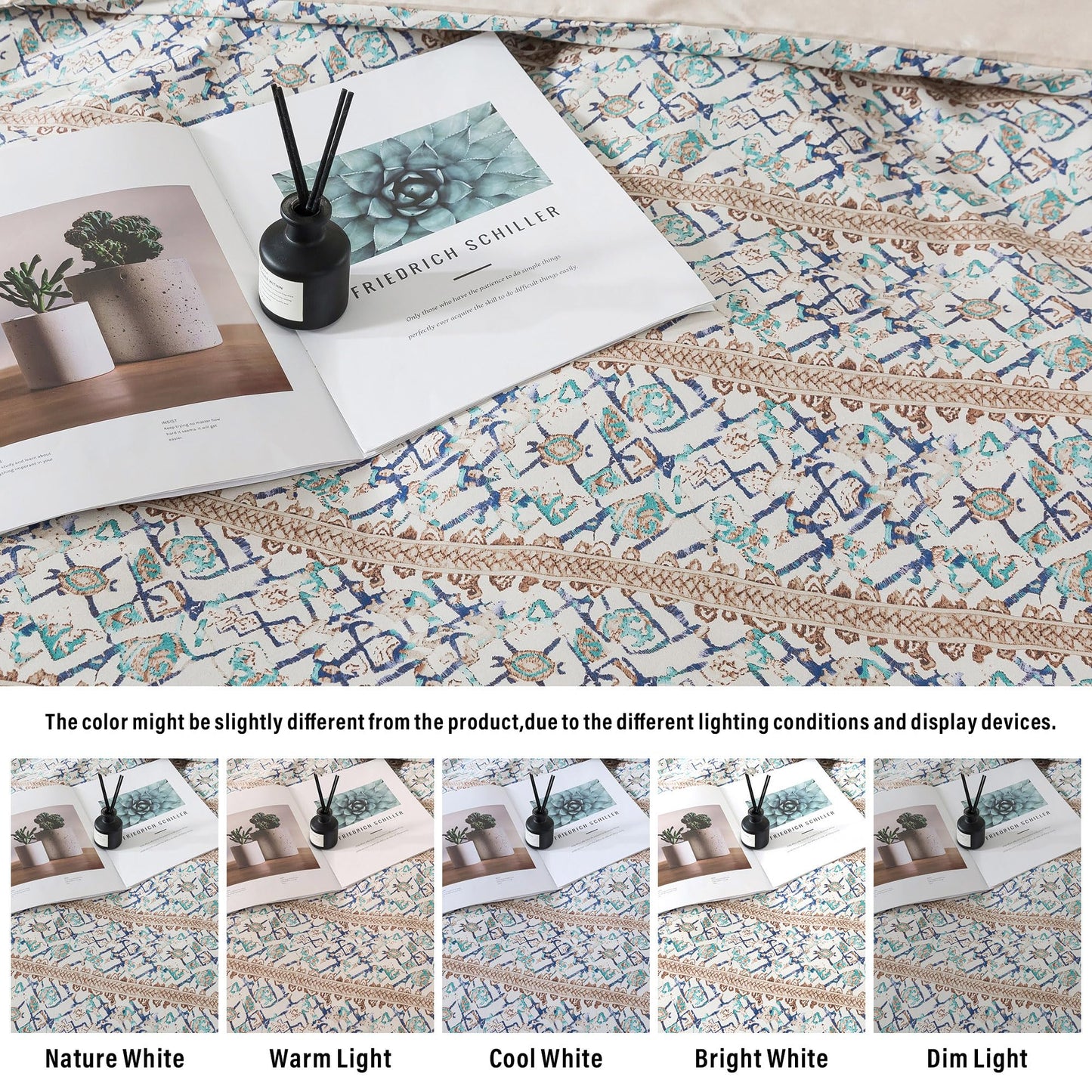 HoneiLife Retro Duvet Cover King - 100% Cotton Comforter Cover, Soft & Breathable Bed Linen Sets for King Bed