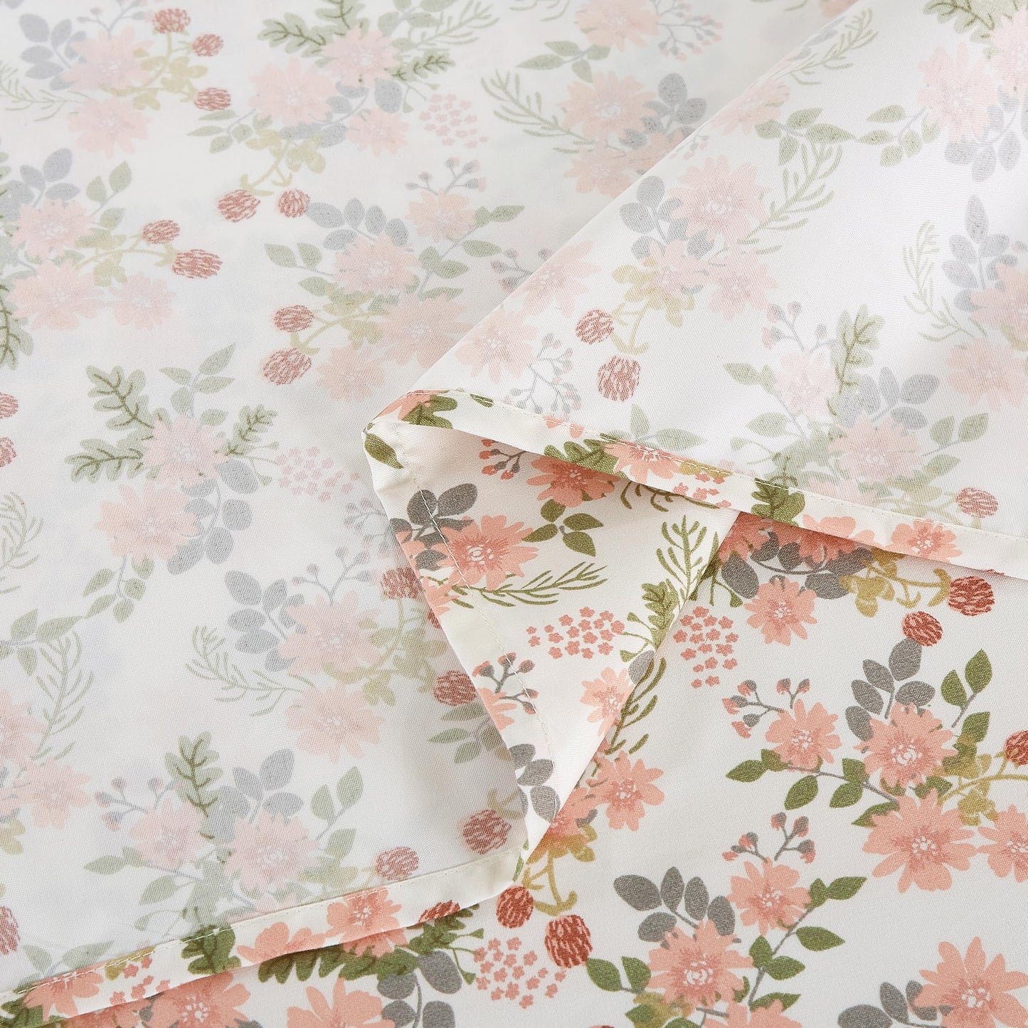 Chezmoi Collection Winika 4-Piece Floral Bed Sheet Set - Multicolor Pink Red Green Gray Floral Flowers Printed Microfiber 14-Inches Deep Pocket Sheets & Pillowcases Set, California King