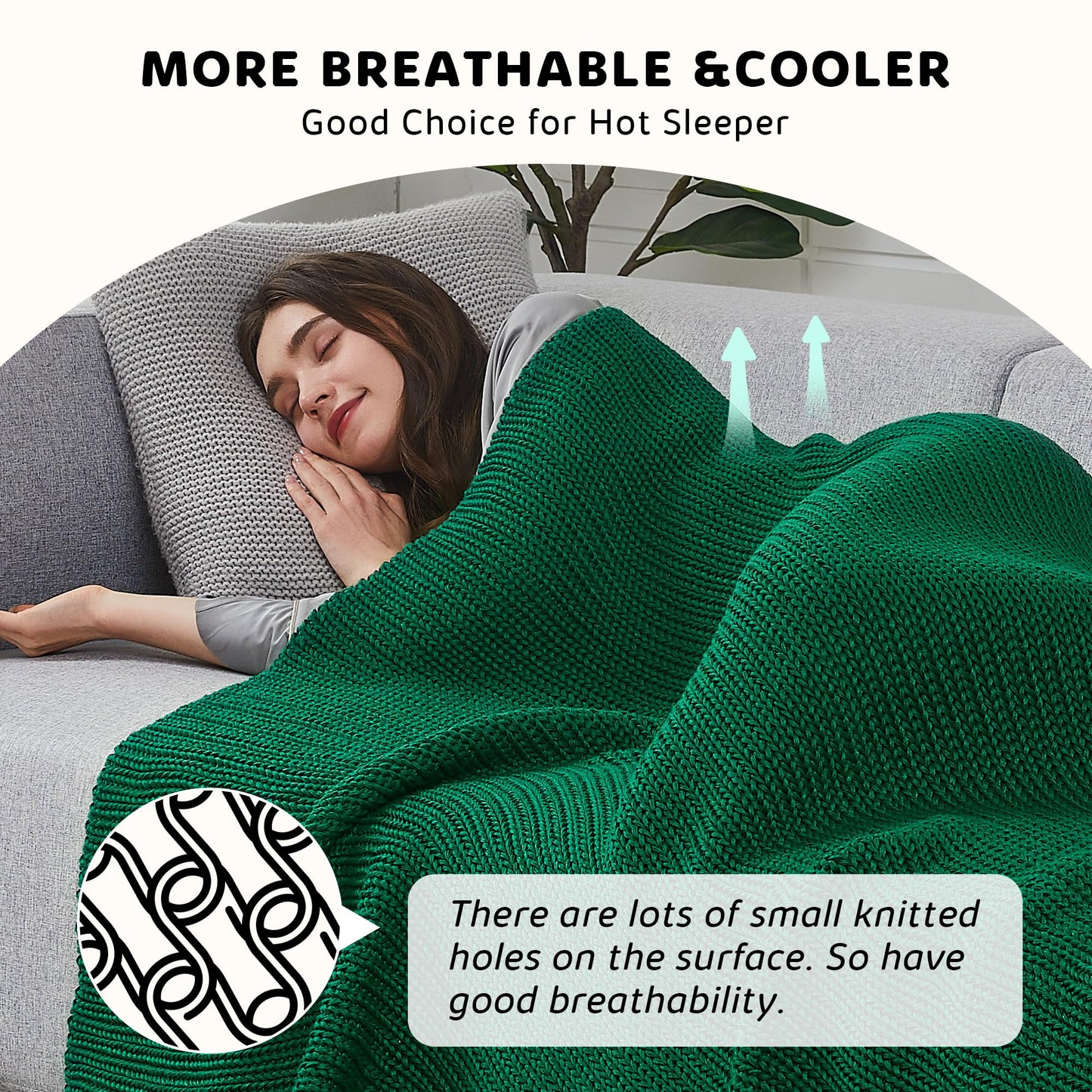 L'AGRATY Knitted Weighted Blanket - 60''x80'' 20lbs Cooling Chunky Knit Heavy for Adults Braided Crochet Throw Thick Cable Yarn Decorative No Beads Evenly Machine Washable, Green