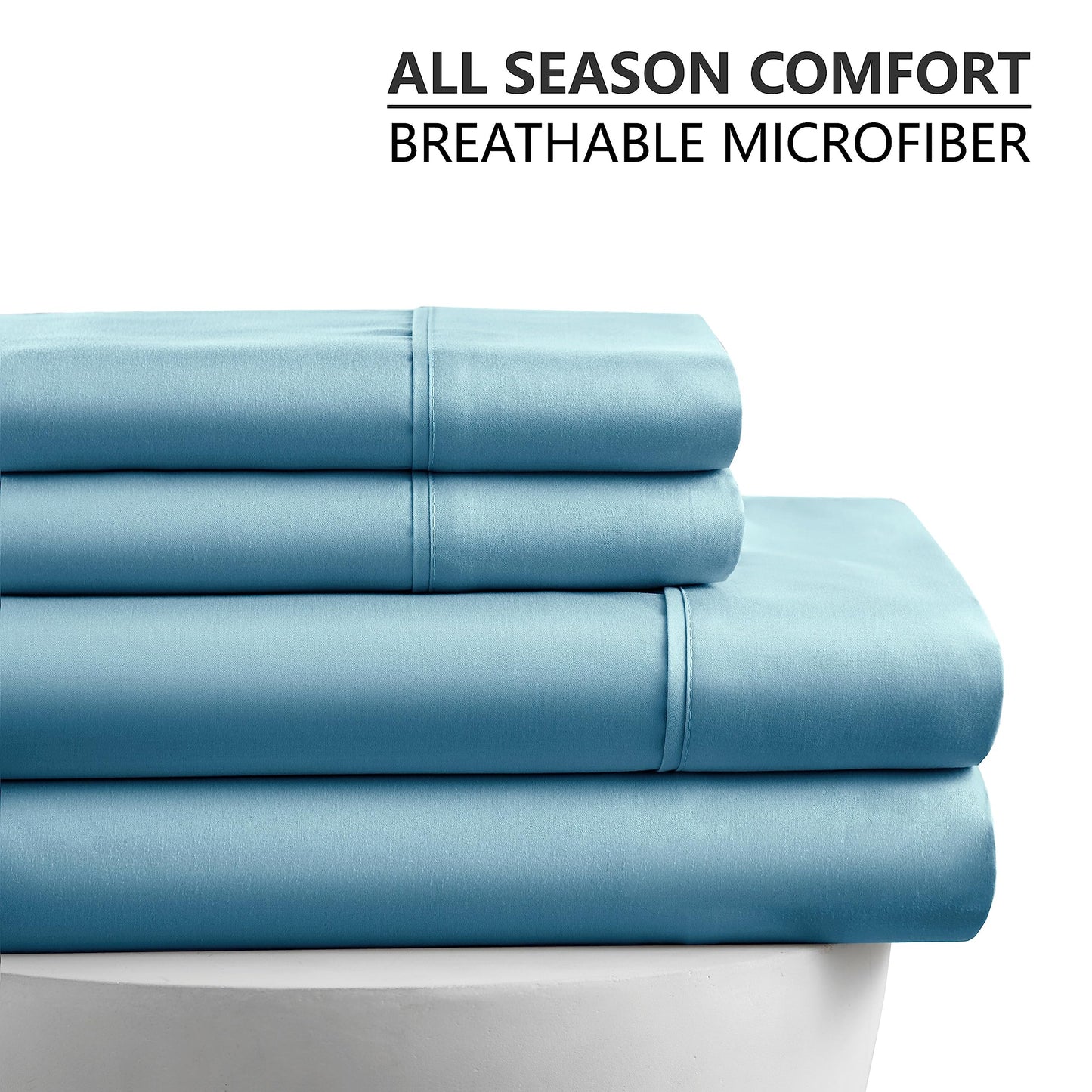 American Home Collection Full Size Sheet Set - Ultra-Soft Microfiber 15-Inch Deep Pocket - Wrinkle Free and Fade Resistant (Aqua Blue)