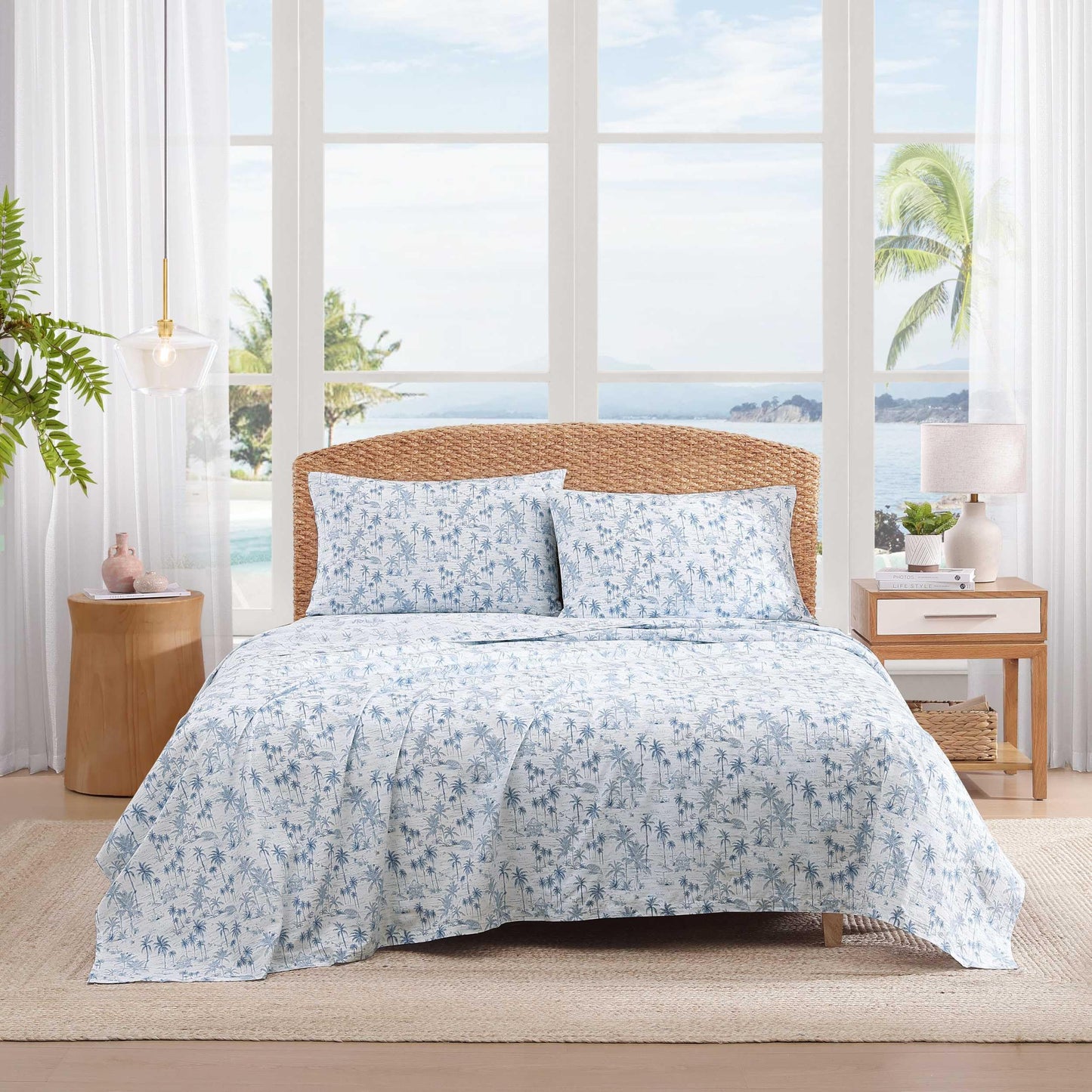 Tommy Bahama - Twin Sheet Set, Crisp & Cool Cotton Percale Bed Sheets, Deep Pockets, Coastal Bedding with Matching Fitted Sheet & Pillowcase (Surfside Blue)