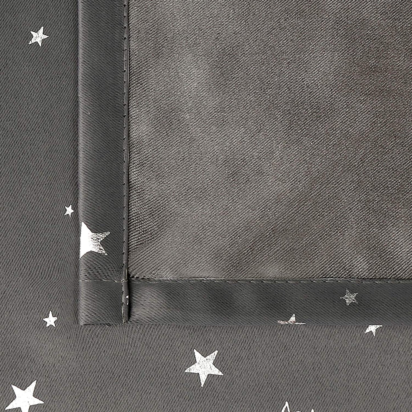 BGment Dark Grey Blackout Curtains for Kid's Bedroom - Grommet Thermal Insulated Room Darkening Silver Star Printed Curtains for Living Room, Set of 2 Panels (42 x 63 Inch, Dark Grey)