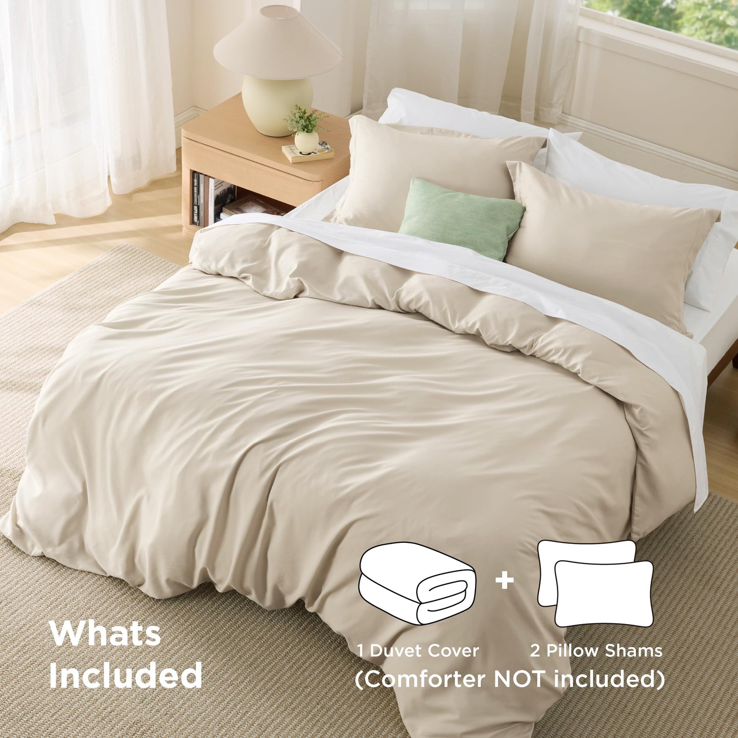 Bedsure Duvet Cover Queen Size - Soft Double Brushed Bedding Set for Kids & Adults, Zipper Closure, 3 Pieces, Includes 1 Duvet Cover (90"x90") & 2 Pillow Shams, NO Comforter, Linen