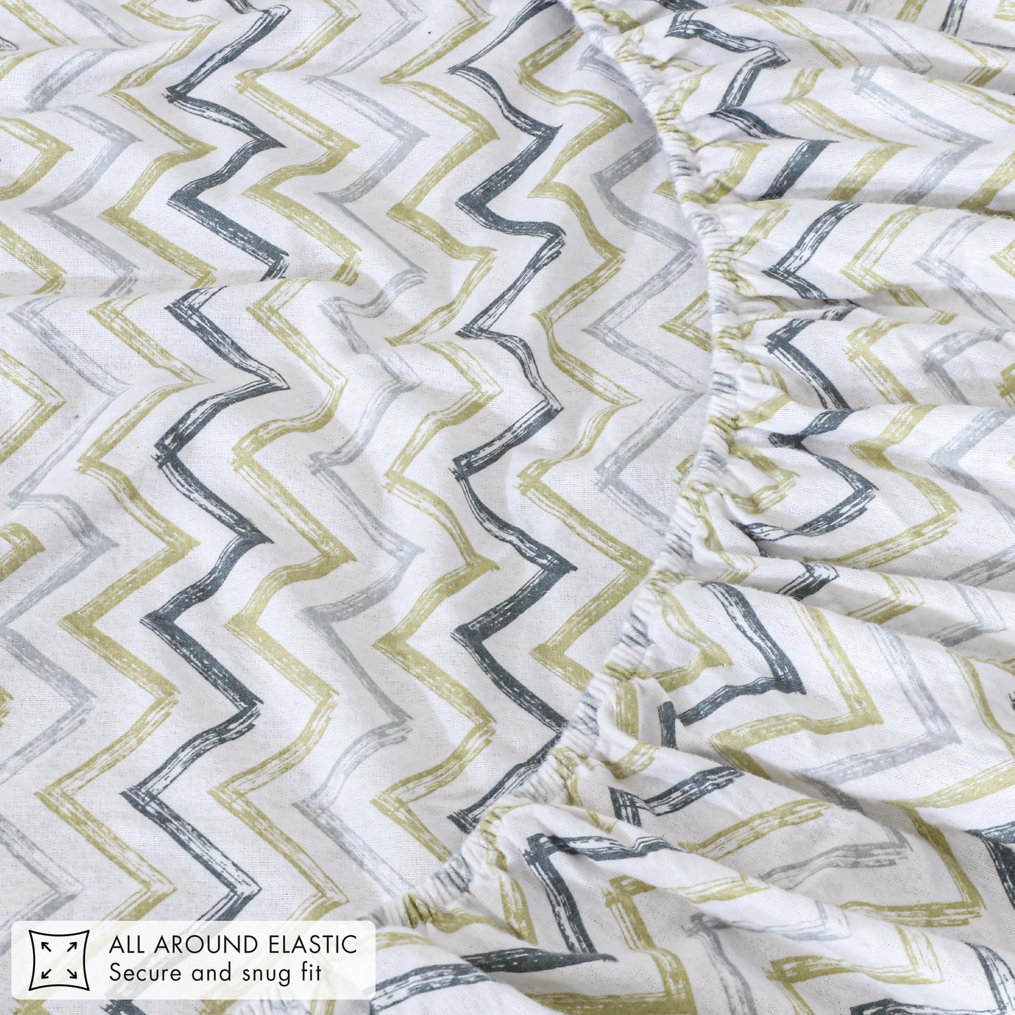 ZOYER Flannel Sheets Queen Size - 100% Cotton Double Brushed Bed Sheets, Deep Pockets 16 Inches Queen Sheet Set, All Seasons Breathable & Extra Soft - Warm & Cozy, 4 Piece, Zig & Zag