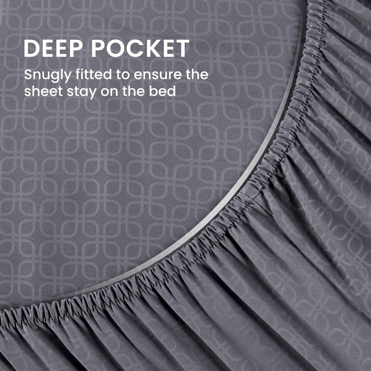 SLEEP ZONE Luxury Embossed Queen Sheets Set, Four-Leaf Clover Pattern Sheet & Pillowcase Sets 4 Piece - Super Soft, Wrinkle Free, Fade Resistant, Deep Pocket 16" (Gray, Queen)