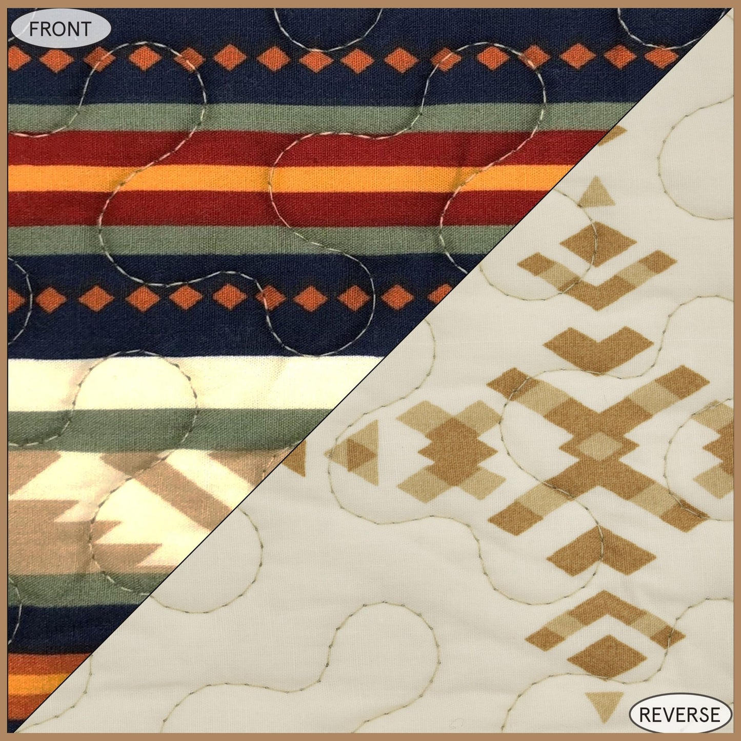 Paseo Road Del Sol Queen Quilt Set, 3 Piece Rustic Western Bedding Set with Pillow Sham, Lightweight Reversible Cotton Quilt with Southwestern Aztec Pattern, Soft Breathable Cozy Boho Bedding