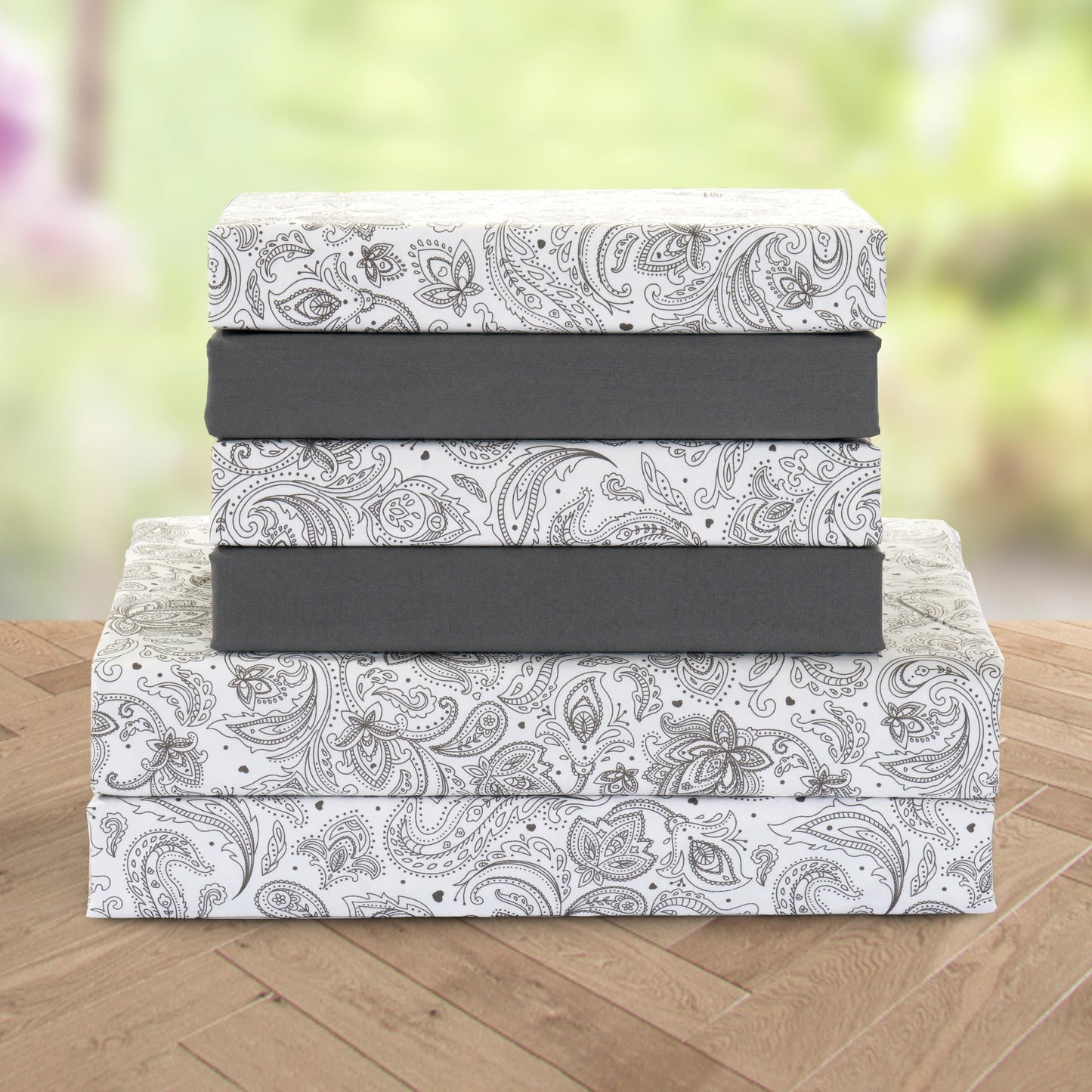 Elegant Comfort Softest and Coziest 6-Piece Sheet Set - 1500 Premium Hotel Quality Microfiber - Deep Pocket, Wrinkle Resistant 6-Piece Paisley Pattern Bed Sheet Set, Queen, Paisley Gray