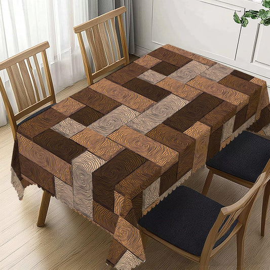 DANSICUINI Brown Beige Rectangle Tablecloth Parquet Pattern Table Cloth Wooden Style Rectangular Tablecloth Table Cover for Dining Kitchen Party 54 x 72 Inch