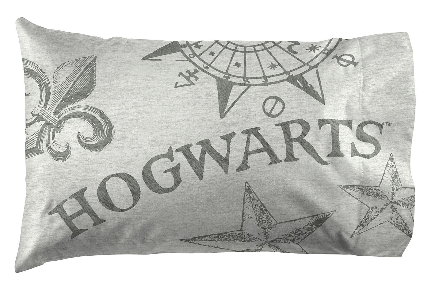 Jay Franco Kids Sheet Set with Fitted, Flat Sheets & Pillow Cover - Ultra-Soft Bedding with Pillowcase for Room Decor, Gray - Harry Potter, 3 Piece Twin