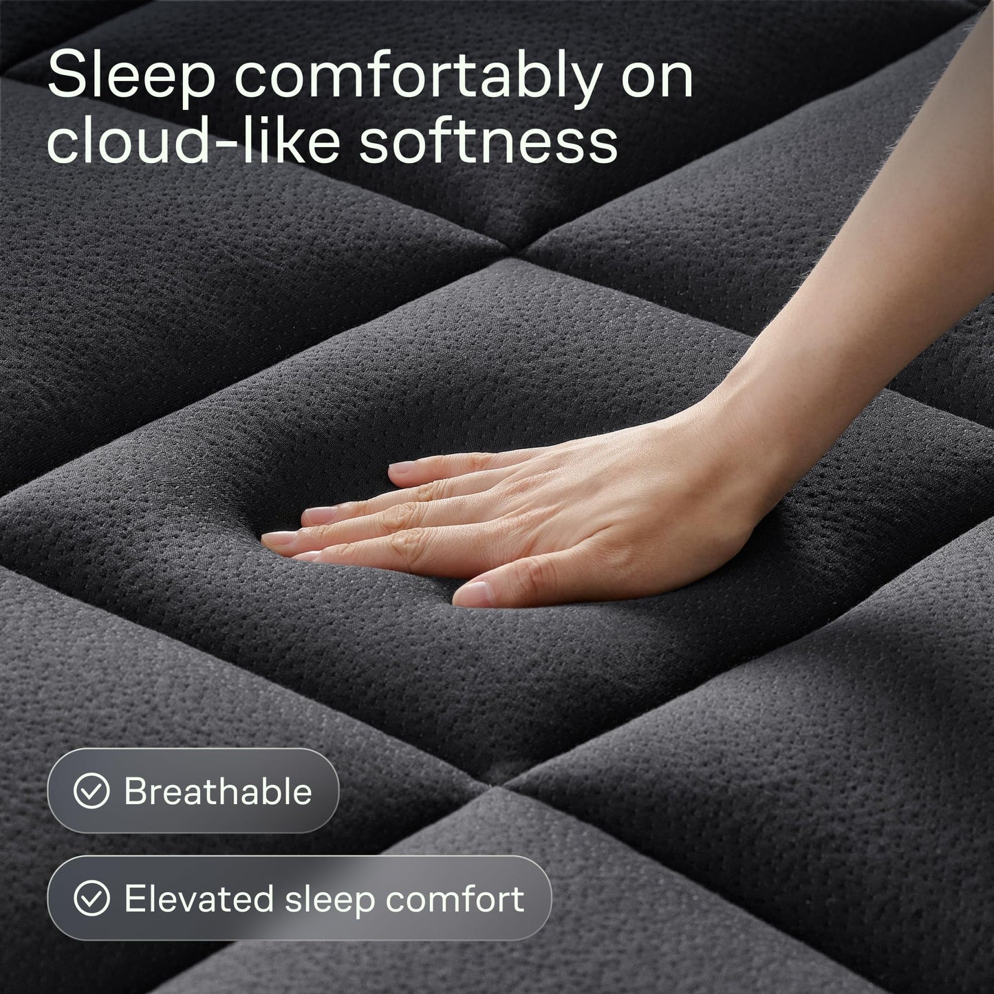 Niagara Sleep Solution Ultra Soft Full Size Mattress Topper - Rayon Derived from Bamboo Pillow Top Mattress Pad for Back Pain Relief - Naturally Cooling for Hot Sleepers, Black