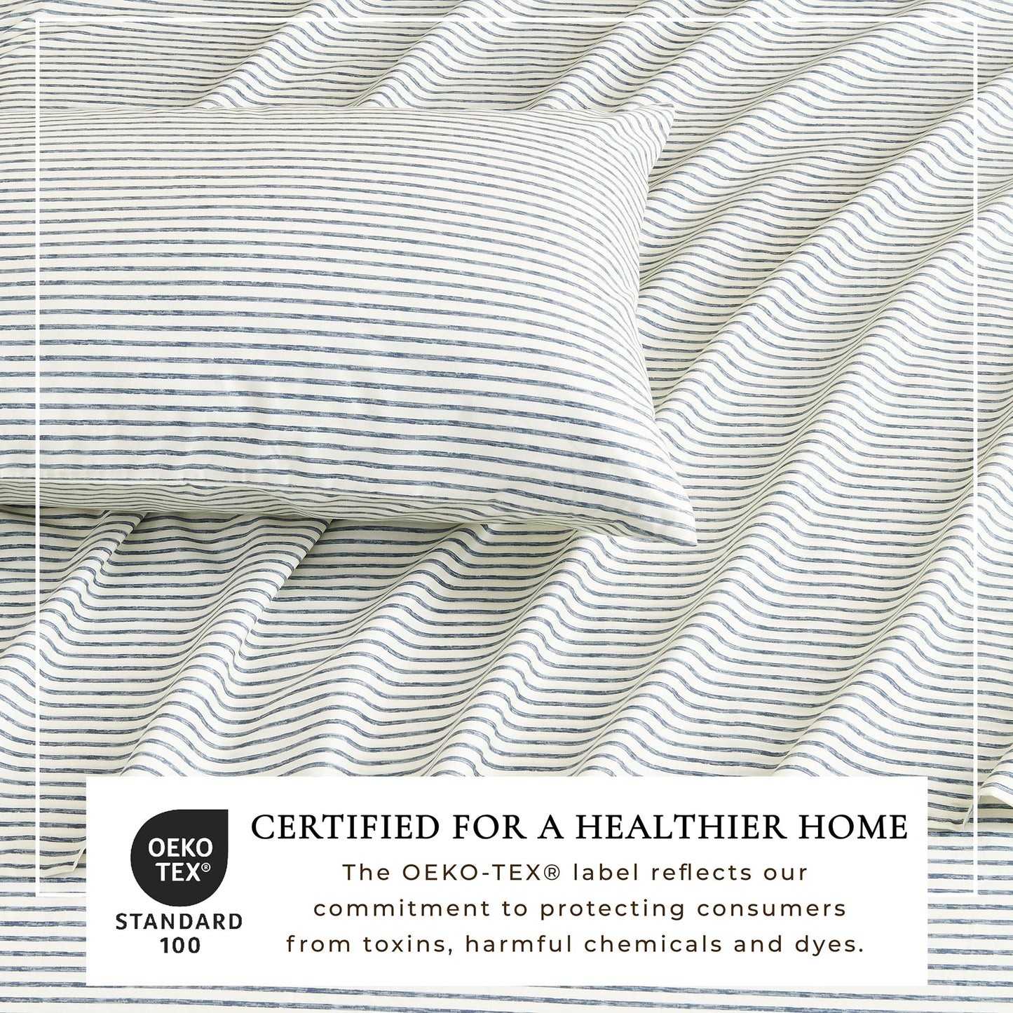 Great Bay Home Twin Size Stripe Microfiber Sheet Set - 3-Piece Ultra-Soft Bedding Sheets & Pillowcases - Wrinkle Free, Comfortable, All-Season Bed Sheets (Blue)