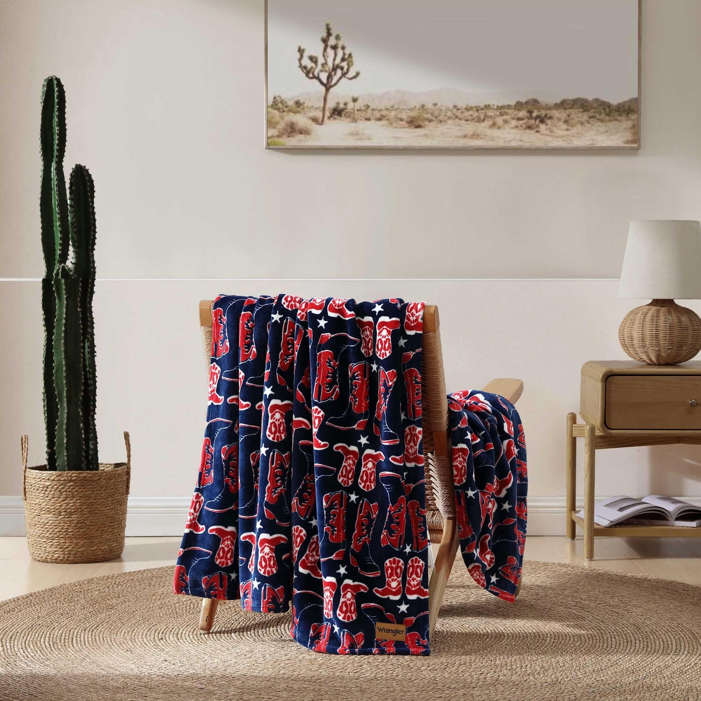 Wrangler - Blanket, Super Soft Plush Bedding, Yellowstone Inspired Throw Blanket for Couch or Bed (Knocking Boots Blue, 50" x 70")