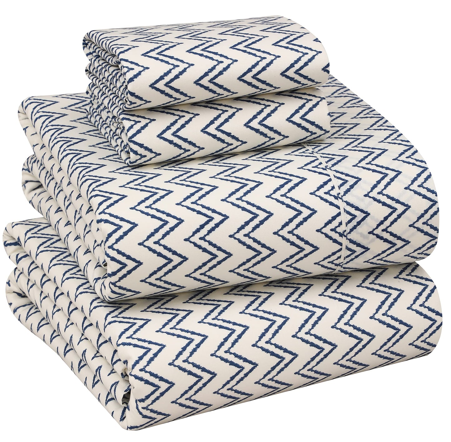RUVANTI 100% Cotton Percale Sheets Full Size, Chevron