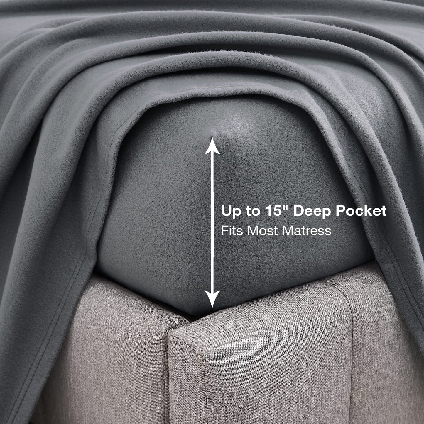 Viviland Plush Micro Fleece Full Bed Sheet Set - Soft Polar Fleece Velvet Sheets - Extra Warm Winter Flannel Bed Sheets with Deep Pocket - Dark Gray - Full