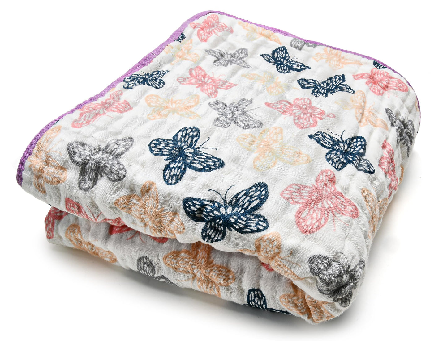 ZPECC Muslin Toddler Blanket Thicker, 47x47 Organic Cotton Kids Quilt Hypoallergenic for Baby Essentials Crib Stroller Daycare Cot, Butterfly