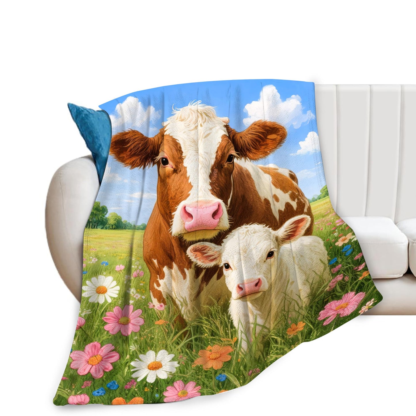 Cow Blanket Cute Cows Throw Blanket Soft Warm Cozy Fleece Fuzzy Plush Flannel Blankets Gifts for Women Girls Boys Kids Adults 40"X50"