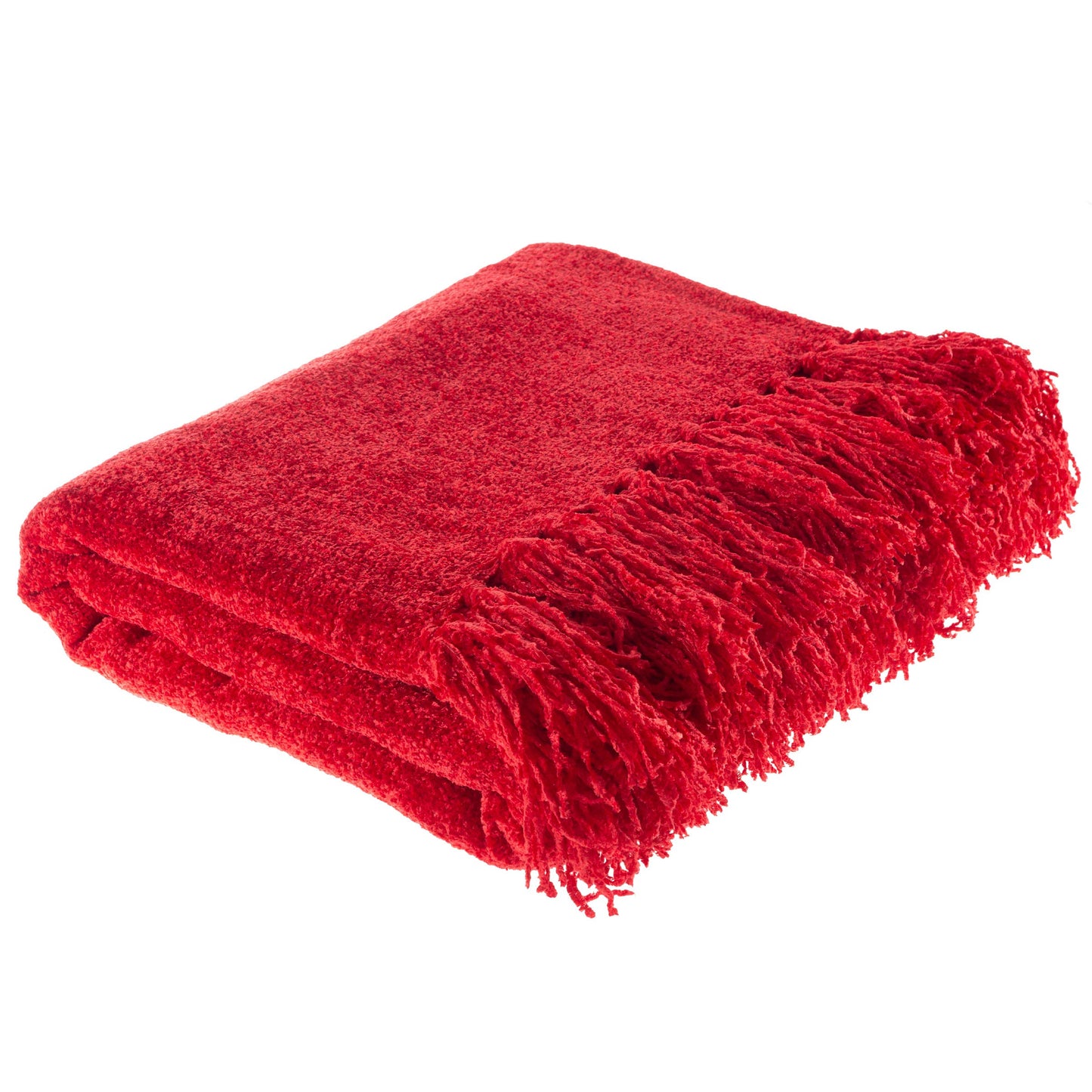 Chenille Throw Blanket- For Couch, Home Décor, Bed, Sofa & Chair-Oversized 60” x 70”- Lightweight, 5” Fringe, Ultra-Soft & Shiny in Lagoon Teal by LHC, Vineyard Red