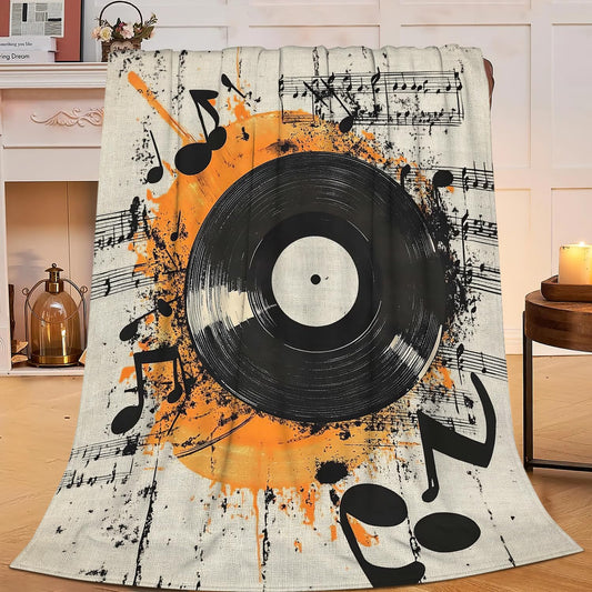 Record Music Throw Blanket Phonograph Blankets Disk Fleece Plush Super Soft Cozy Warm Lightweight Musical Instrument Decor Gifts for Boys Girls Kids Adults Men Women 40" x 50"