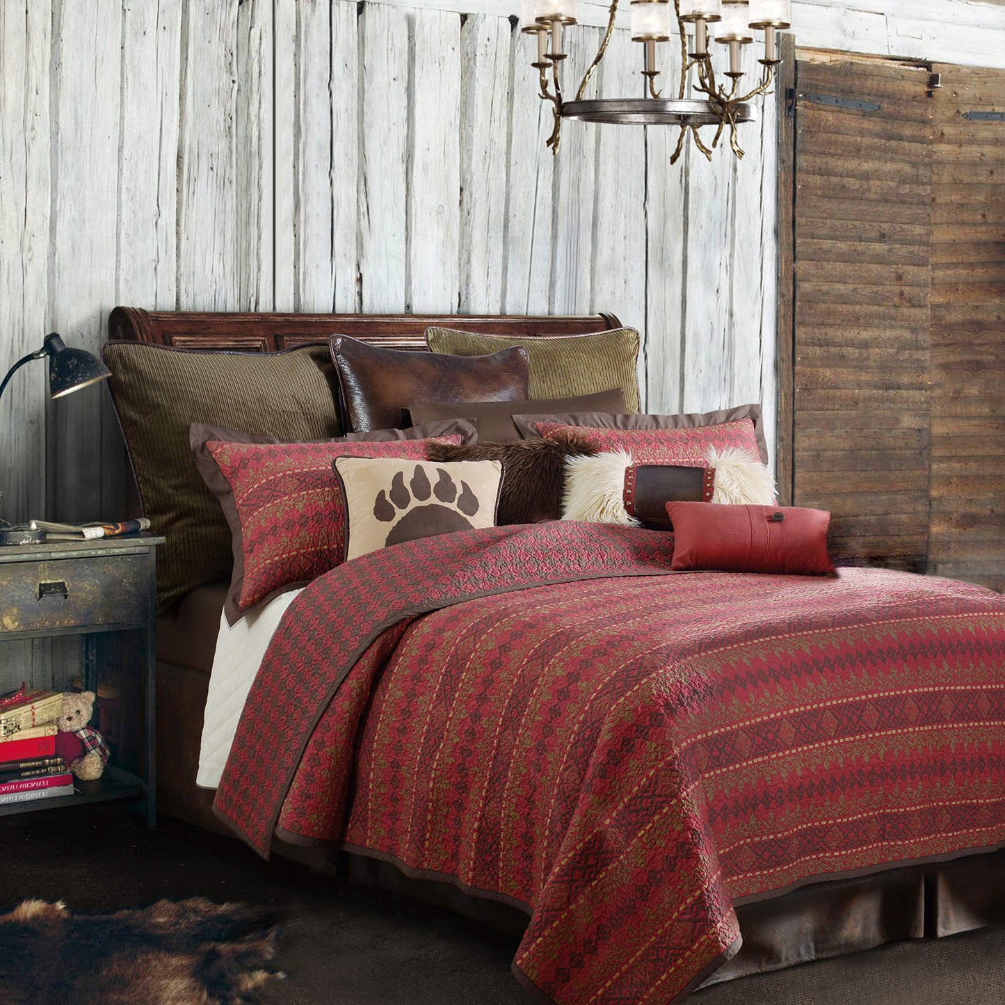 Paseo Road Rushmore 3 Piece Quilt Set with Pillow Shams, Queen Size, Cotton Reversible Luxury Bedding, Southwestern Rustic Style Bed Set, 1 Quilt and 2 Pillowcases