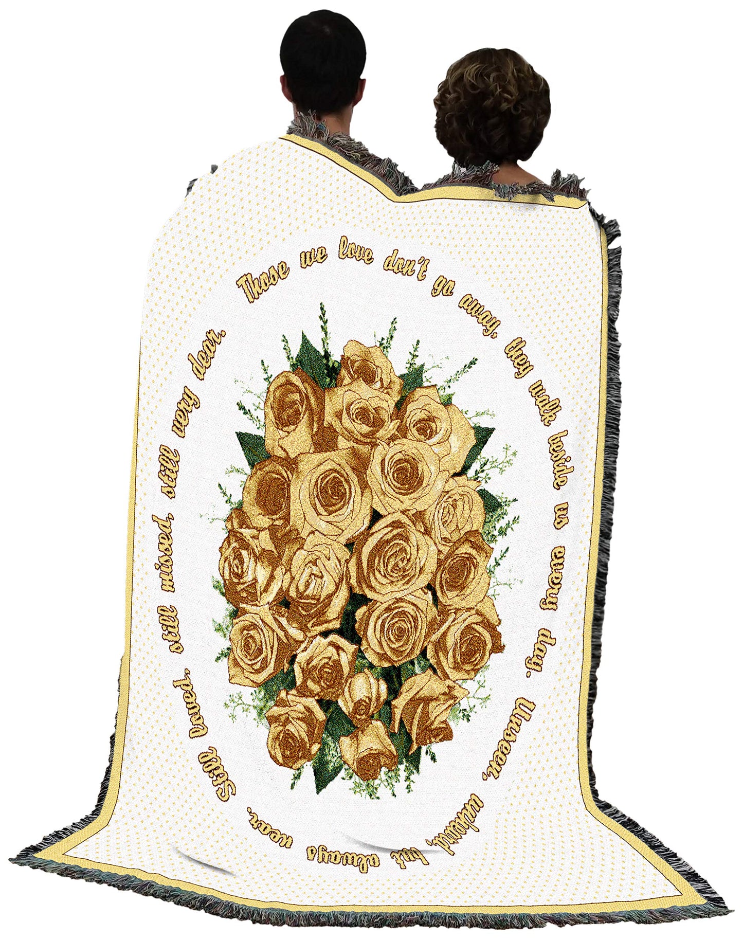Pure Country Weavers Bundle of Yellow Roses Blanket - Those We Love Don't Go Away - Sympathy Bereavement Gift Tapestry Throw Woven from Cotton - Made in the USA (72x54)