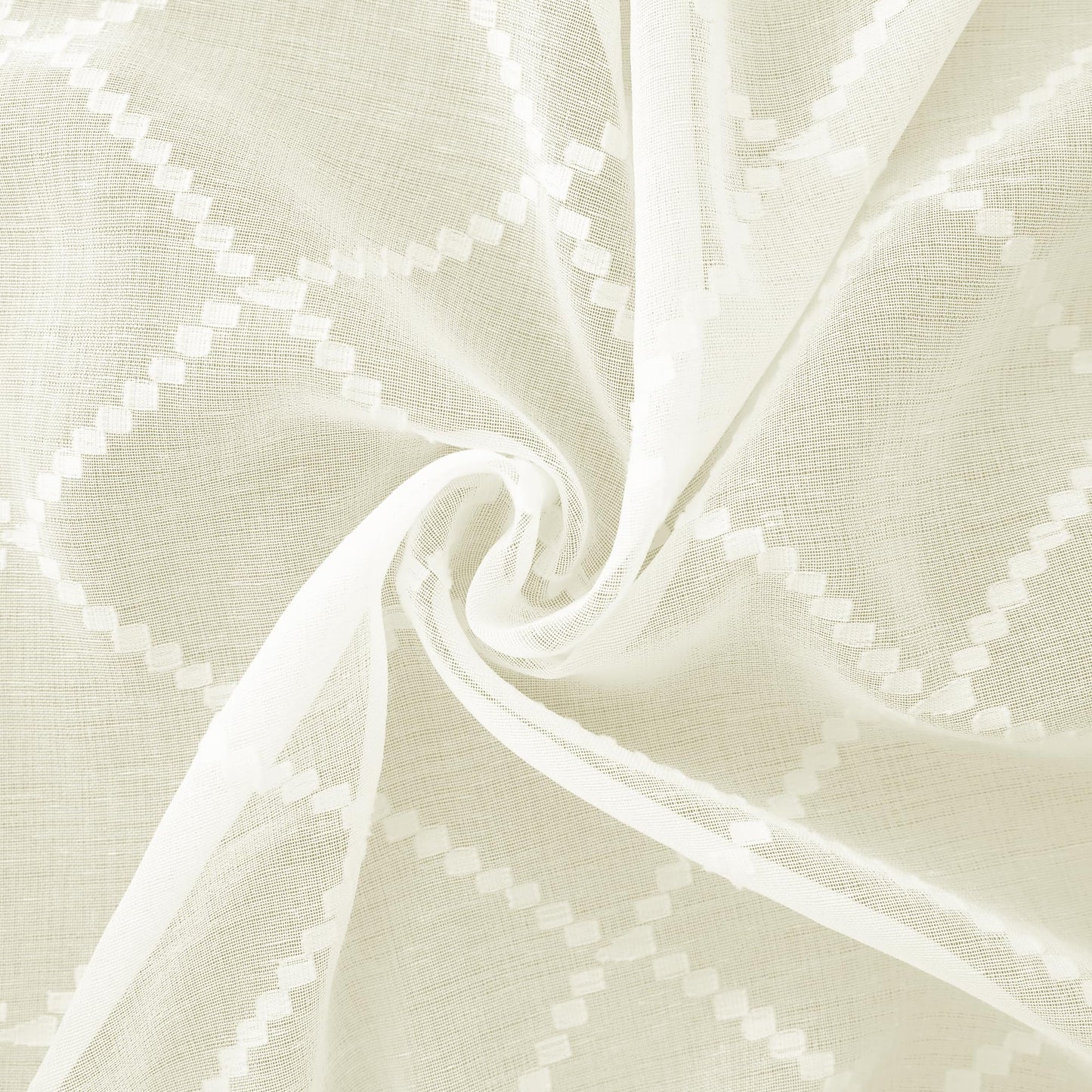 KOUFALL Cream Curtains with Pattern,Embroidered Lace Sheer Patterned Curtains for Living Room,84 Inches Long,Light Beige Ivory Off White