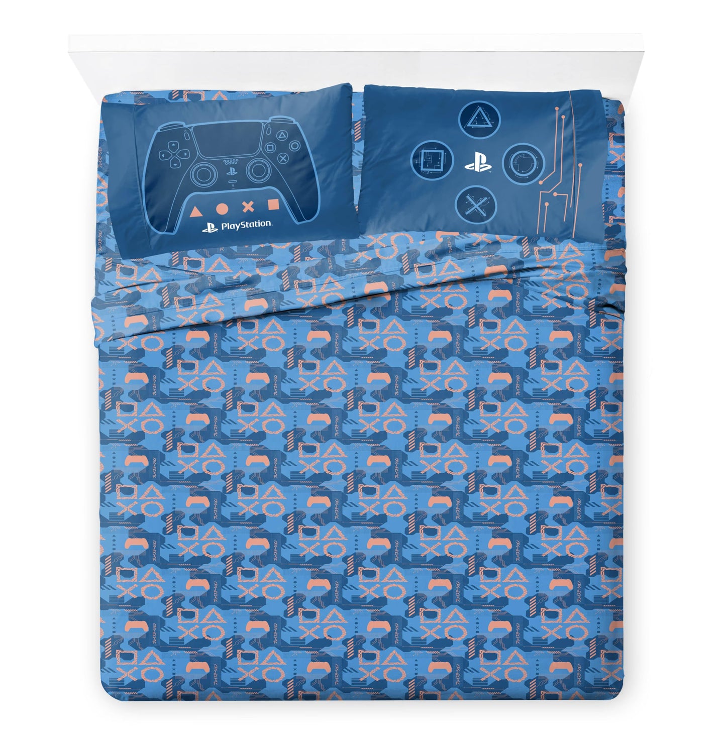Jay Franco Kids Bed Set, Blue, PlayStation, 7 Piece Queen