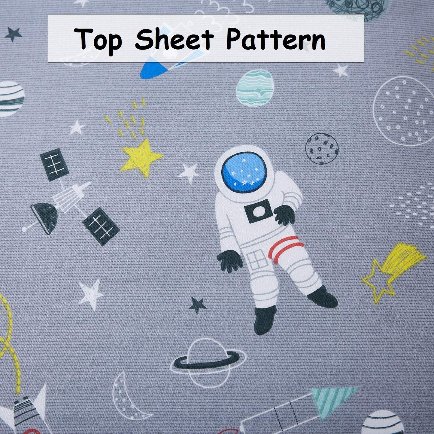 Brandream Kids Bedding Sets Full Size Astronaut Space Galaxy Boys Bed Sheet Set Deep Pockets Grey Bed Sheets Pillow Cases Set 100% Cotton 4-Piece