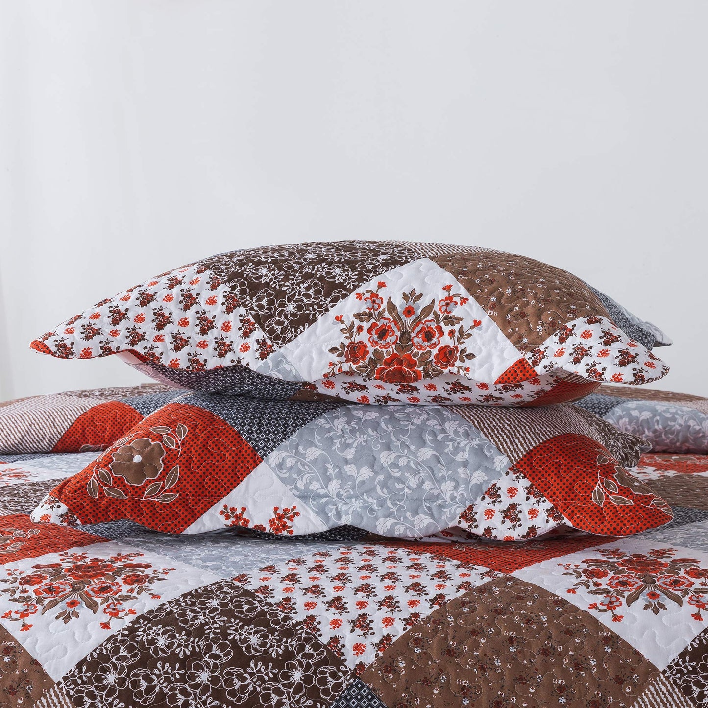 Travan Floral Printed Quilt Sets 3-Piece Super Soft Lightweight King Size Bedspread with Shams Reversible Quilted Bedding Set, King