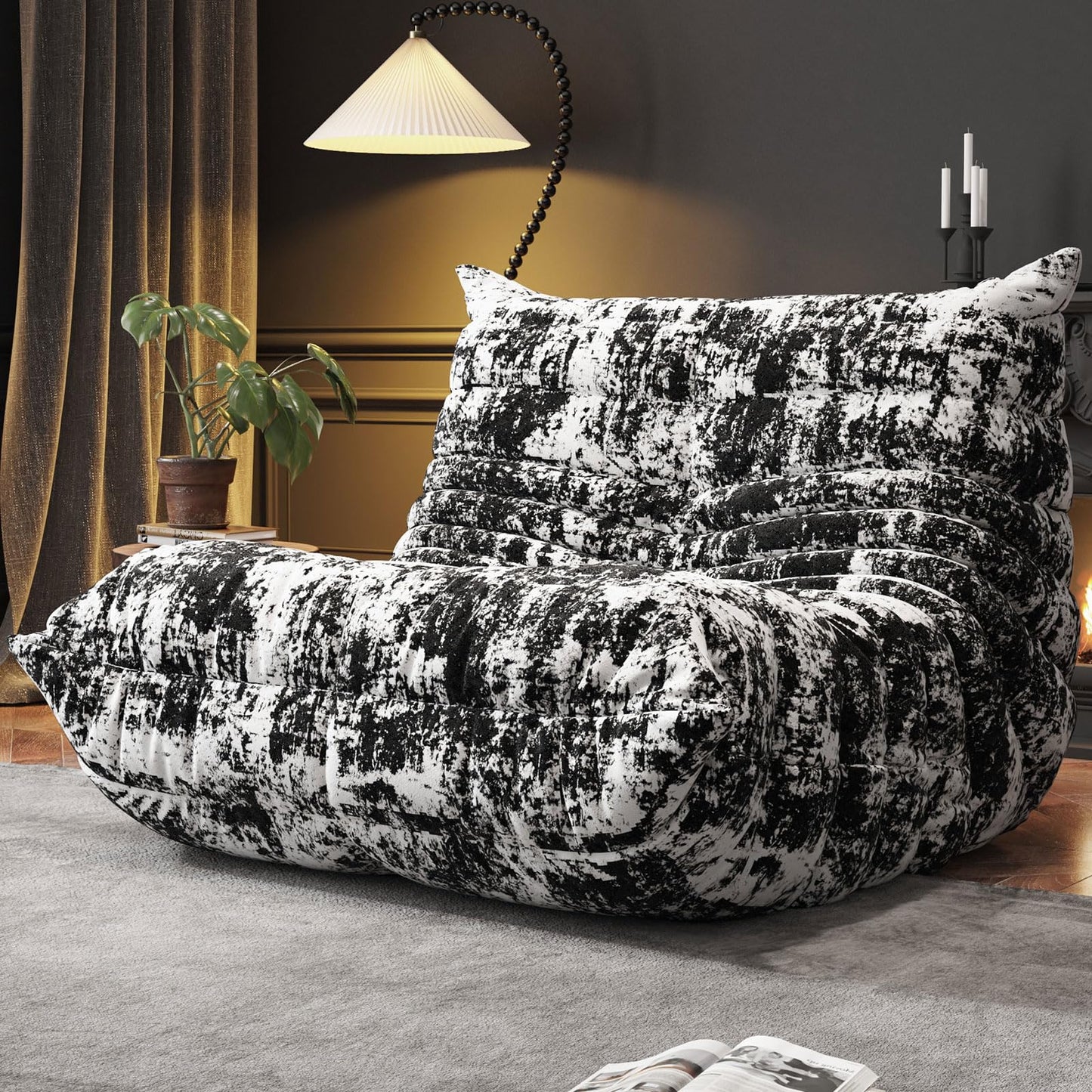 WHGBJA Bean Bag Chair for Adults, Lazy Bean Bag Sofa for Bedroom, Living Room, Reading, Gaming Floor Sofa Chair, Boneless, Comfy