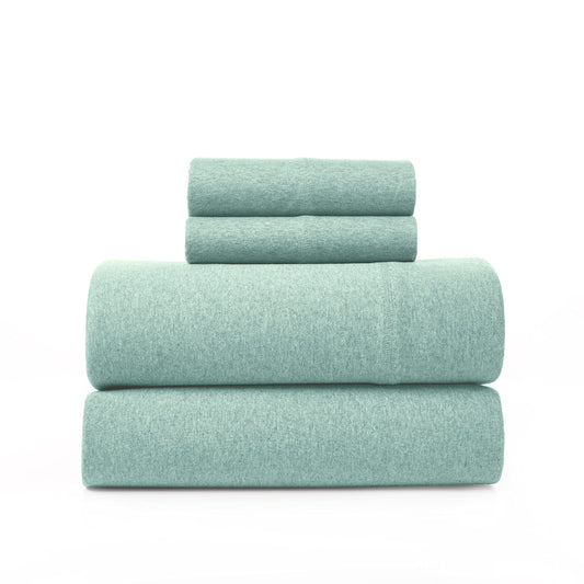 BED INC Road Trip America Jersey Sheets King Set - Cotton (4 Pieces) Deep Pockets T-Shirt Soft Knit Stretchy Jersey Sheets - 1 Flat 1 Fitted 2 Pillowcases (Classic Mint, King)