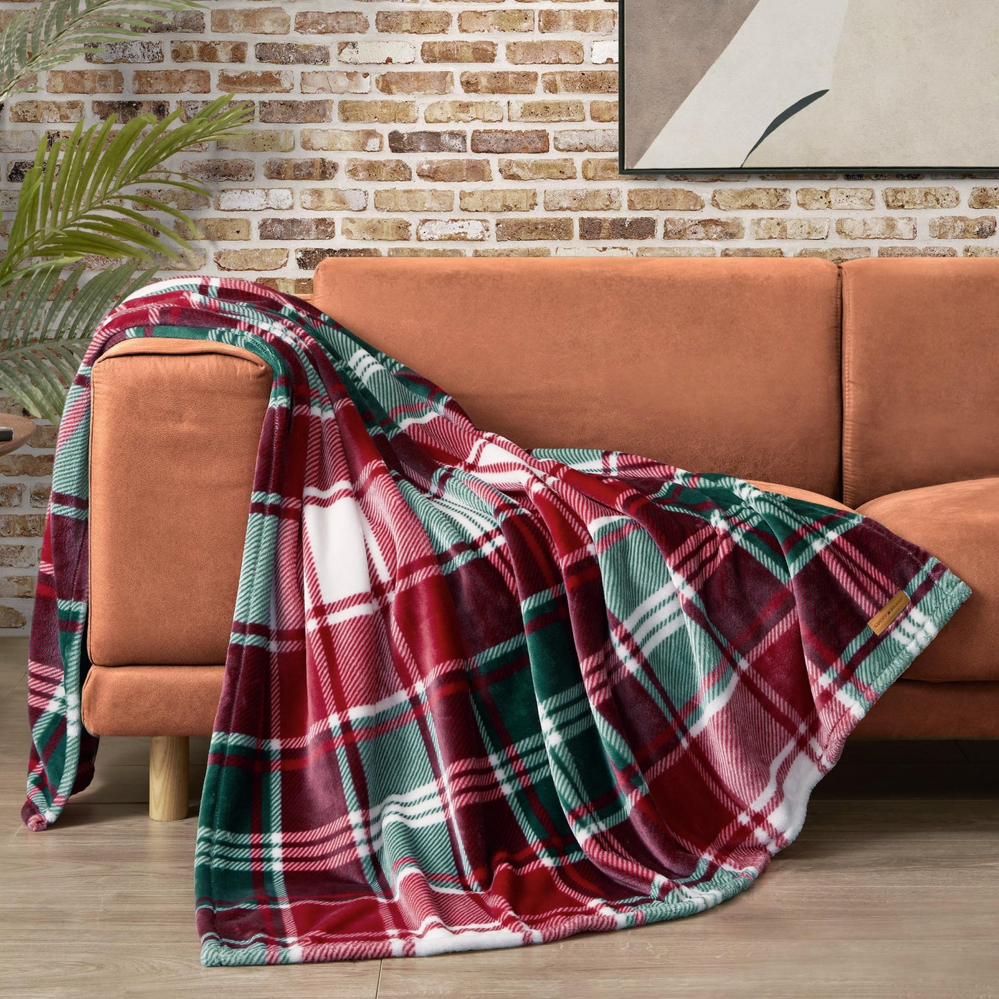 Lucky Brand Plush Winter Red Plaid 50"x70" Soft Throw Blanket - Luxurious Microfiber Plush Blanket for Ultimate Comfort and Cozy Warmth