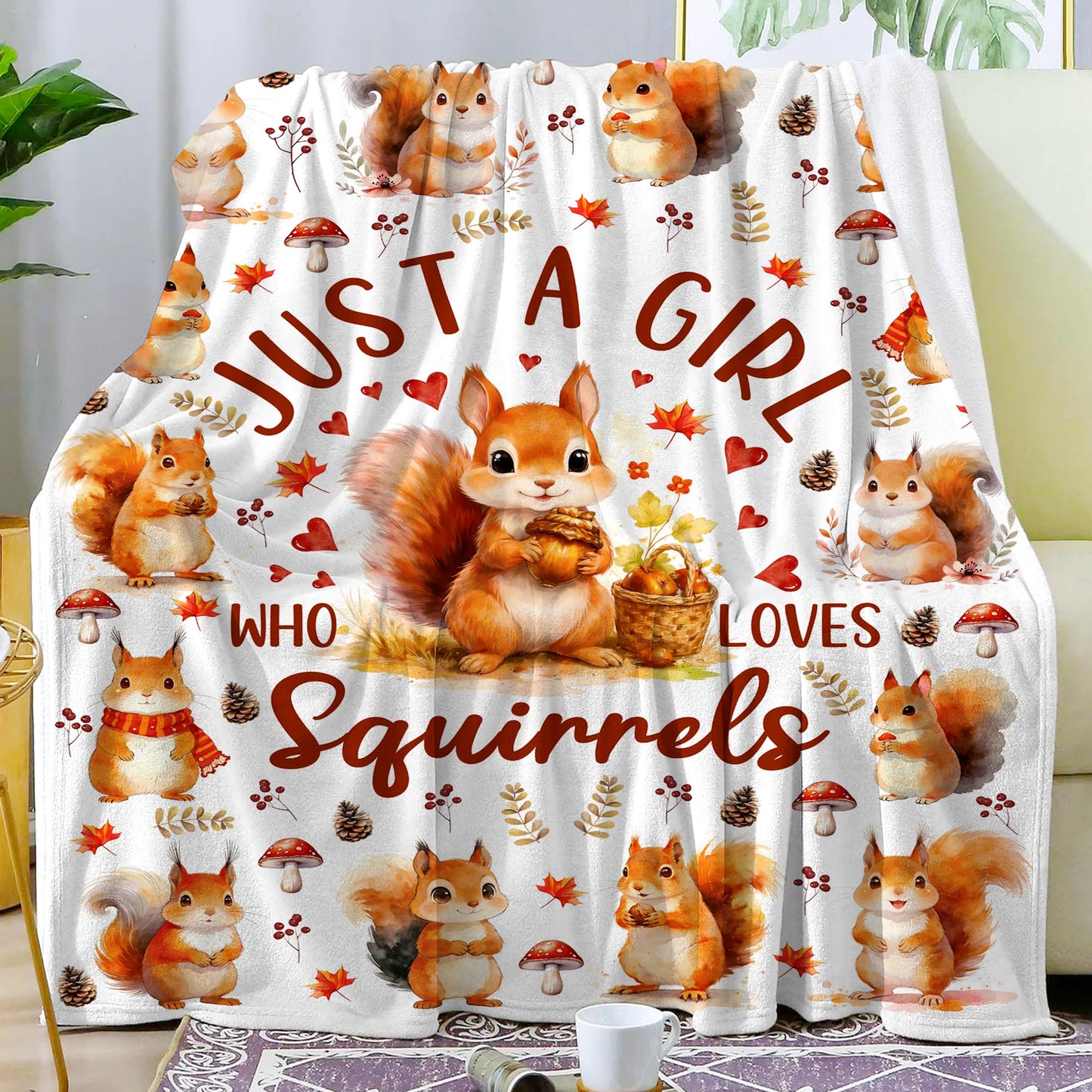 MOUND BOOM Squirrel Blanket Gifts for Squirrel Lovers Adults Kids,Squirrels Stuff Animal Pattern Blankets and Throws,Funny Squirrels Theme Gifts for Women Girls 50"X40"