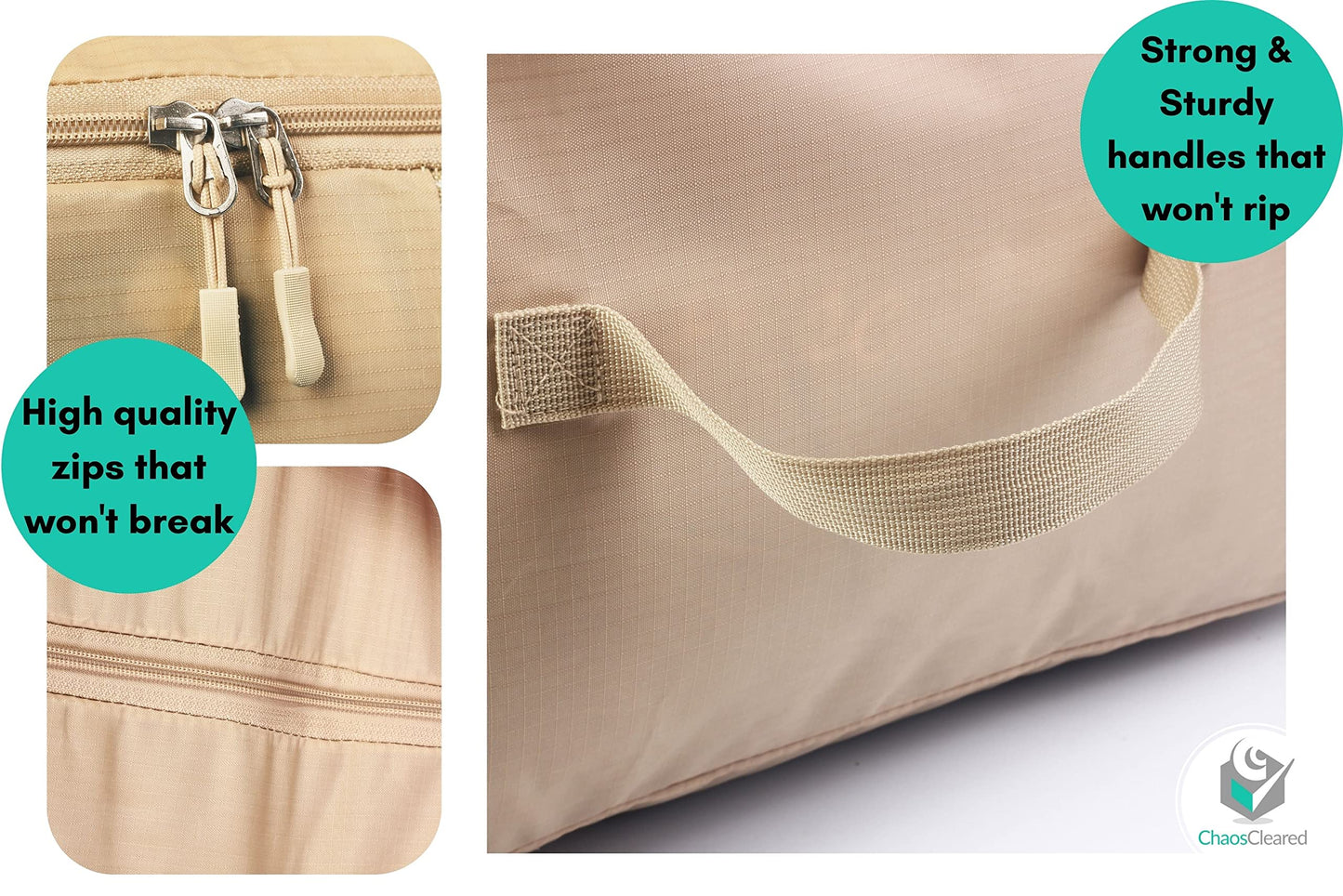 Comforter Storage Bag - Folding Organizer bag for King/Queen Comforters, Pillows, Blankets, Bedding/Quilt, Blanket, Duvet, Large Collapsible Organizers, 24"x14"x11" (Beige, 1-Pack)